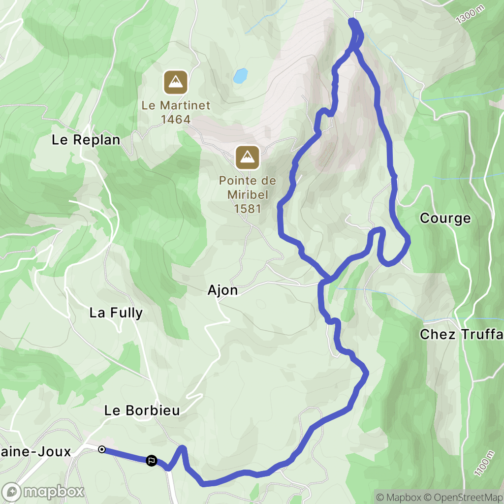 Onnion : carte du parcours de randonnée - France