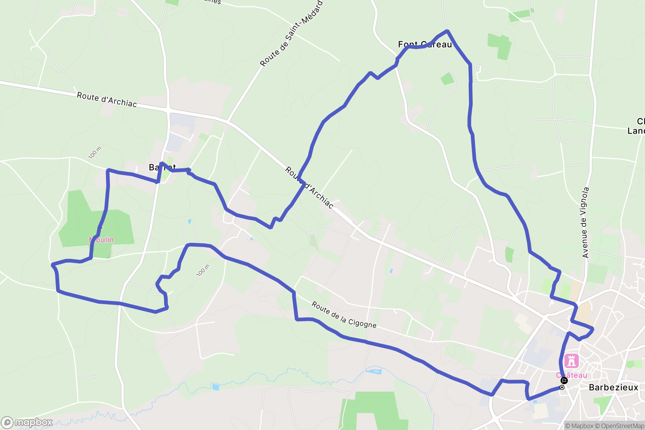 Barbezieux-Saint-Hilaire : carte du parcours de randonnée - France