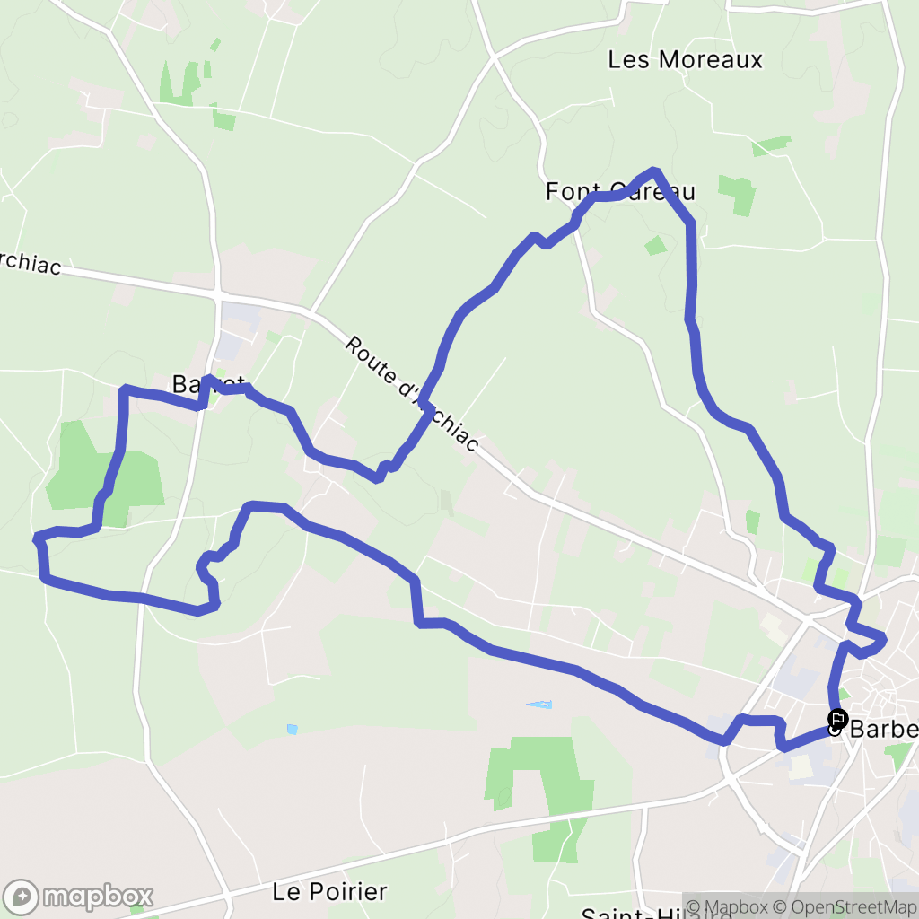 Barbezieux-Saint-Hilaire : carte du parcours de randonnée - France