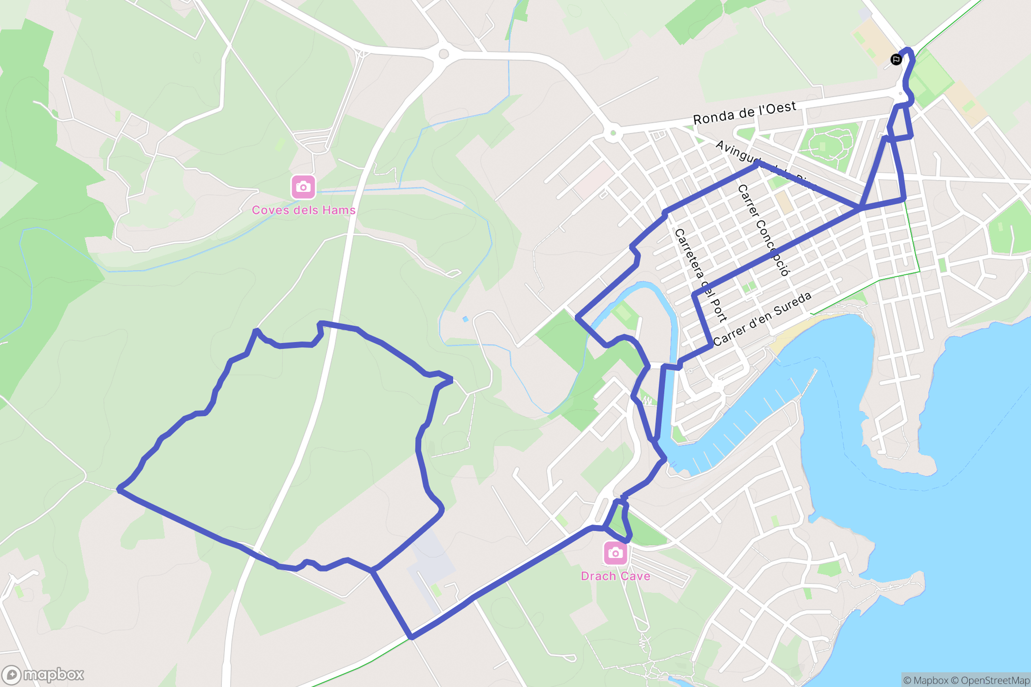 Manacor : carte du parcours de randonnée - Spain