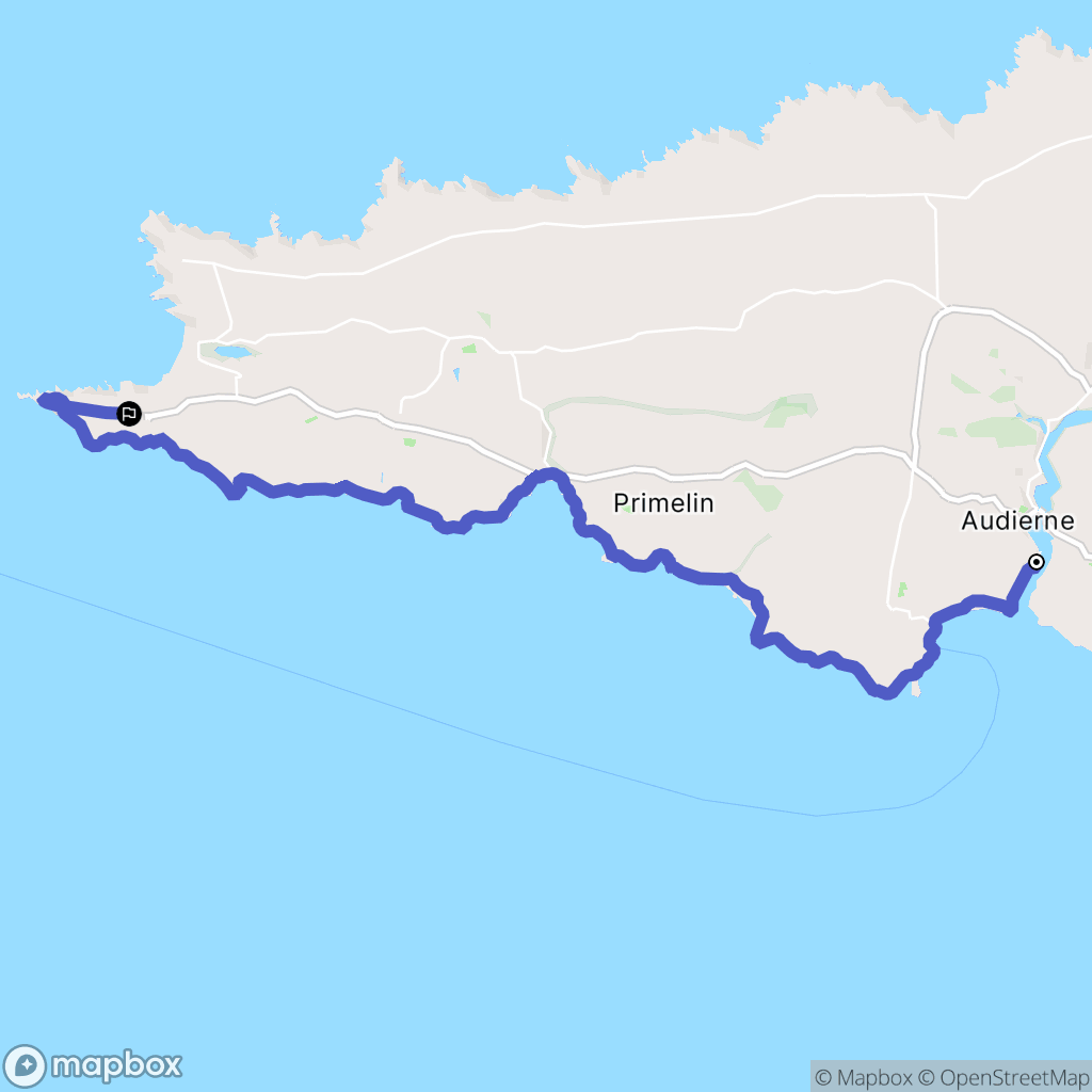Audierne : carte du parcours de randonnée - France