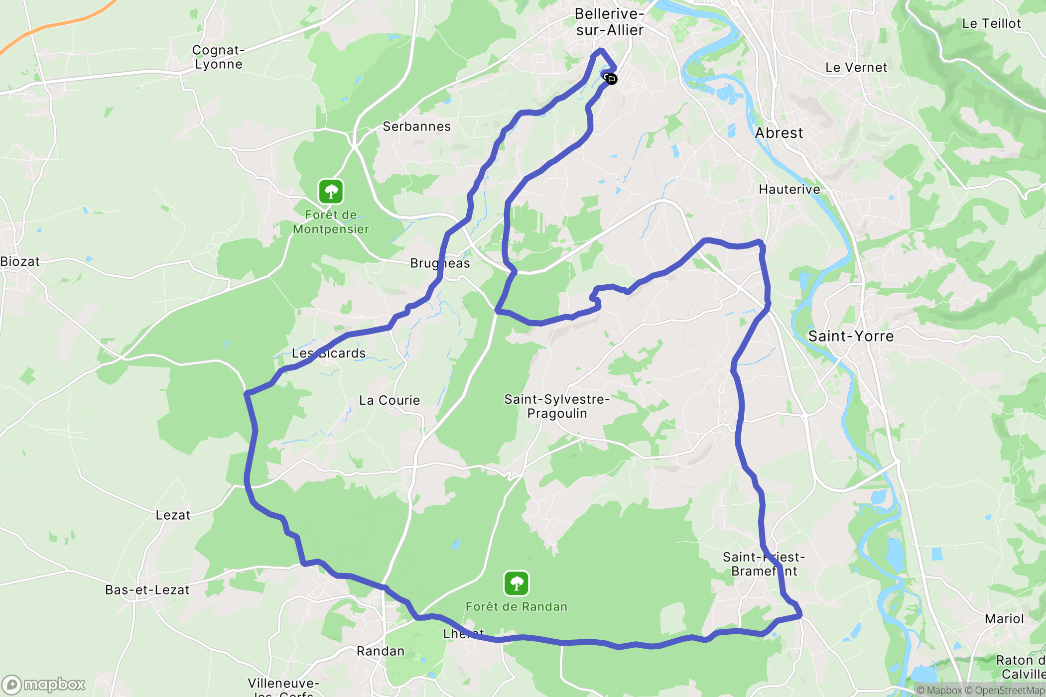 Bellerive-sur-Allier : carte du parcours de randonnée - France