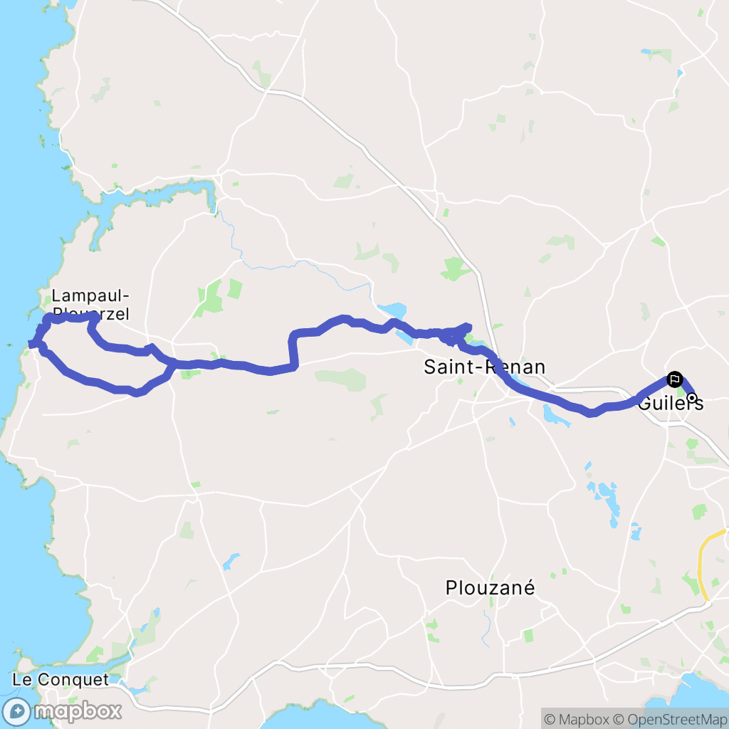 Guilers : carte du parcours de randonnée - France