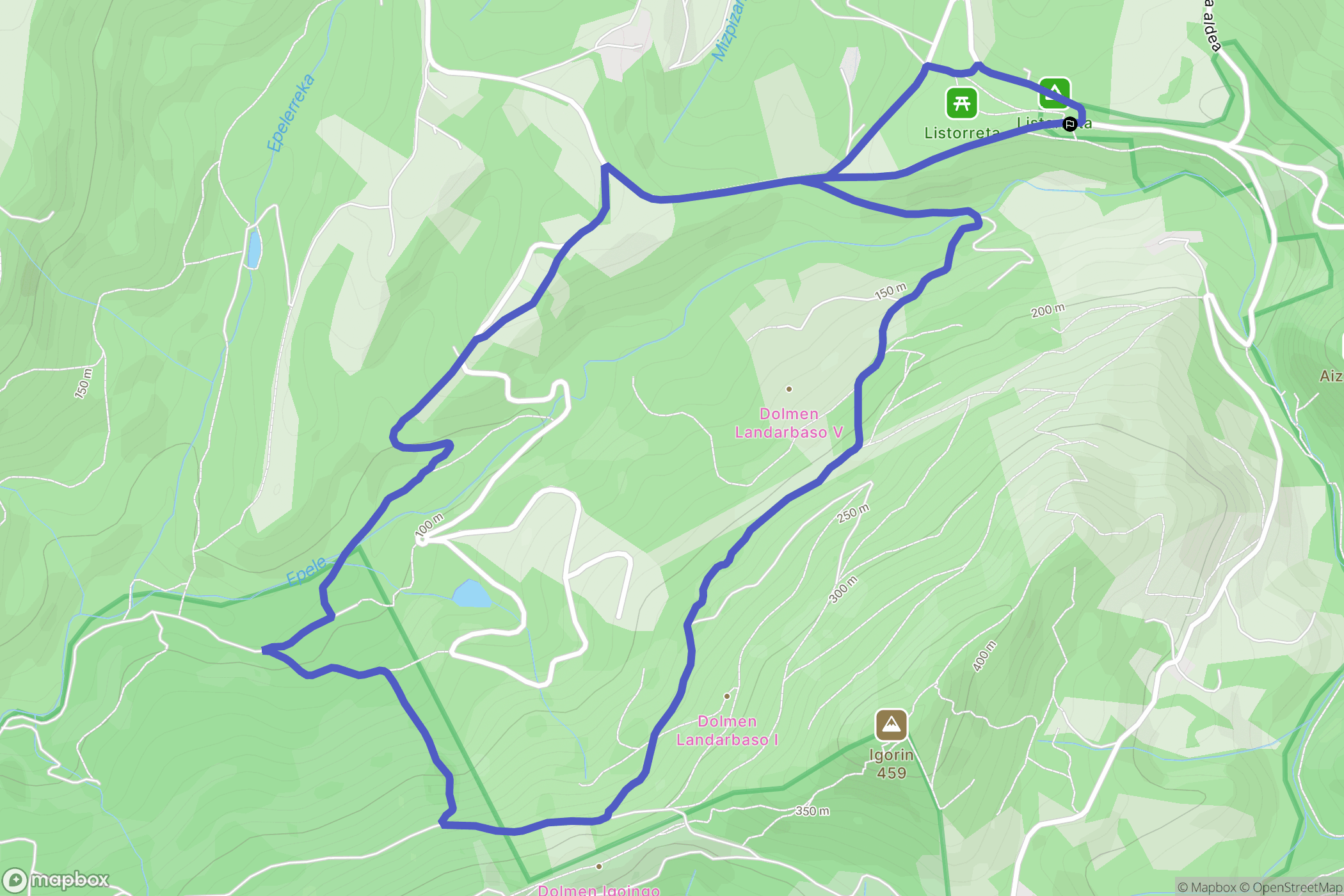 Lezo : carte du parcours de randonnée - Spain