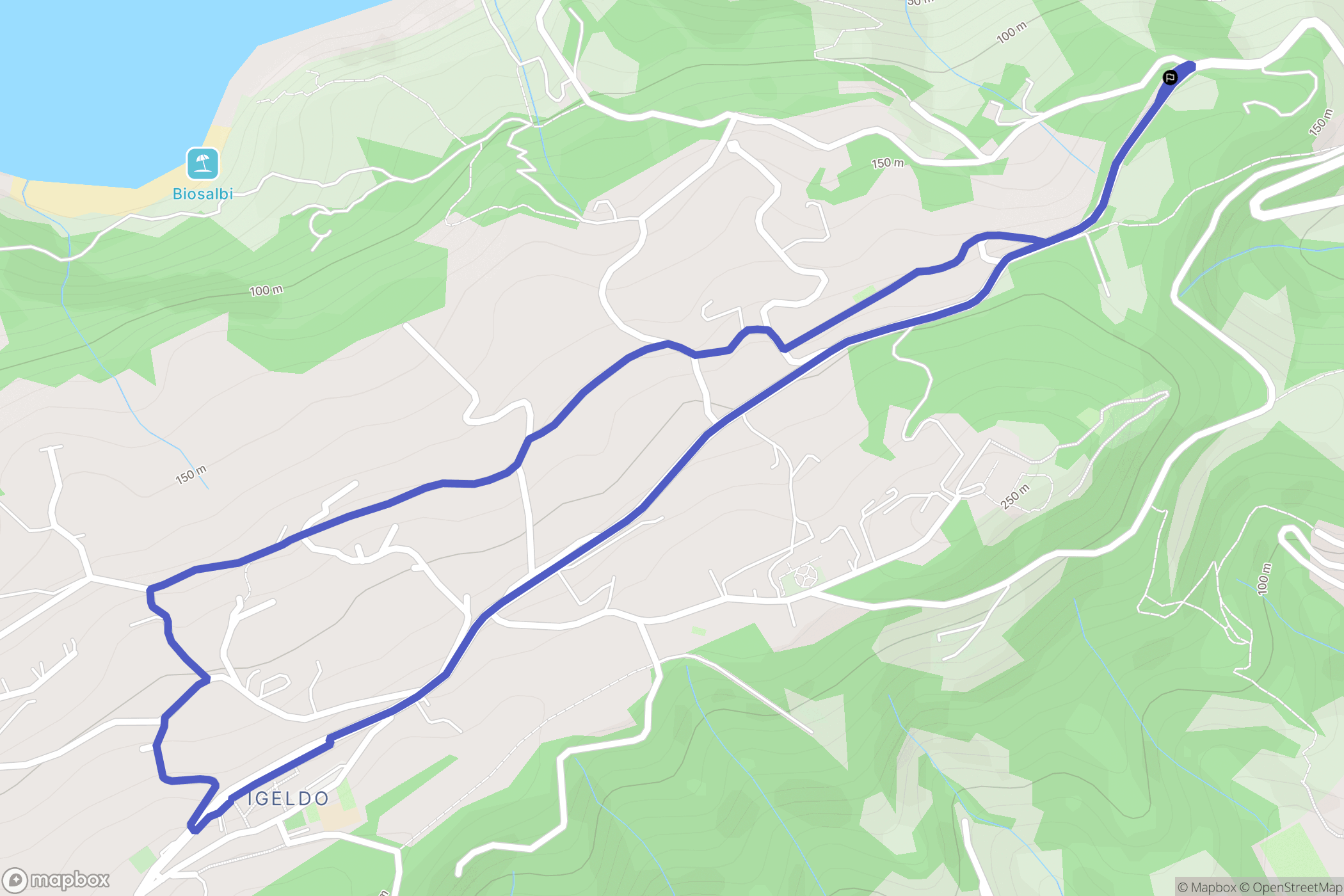 Donostia : carte du parcours de randonnée - Spain