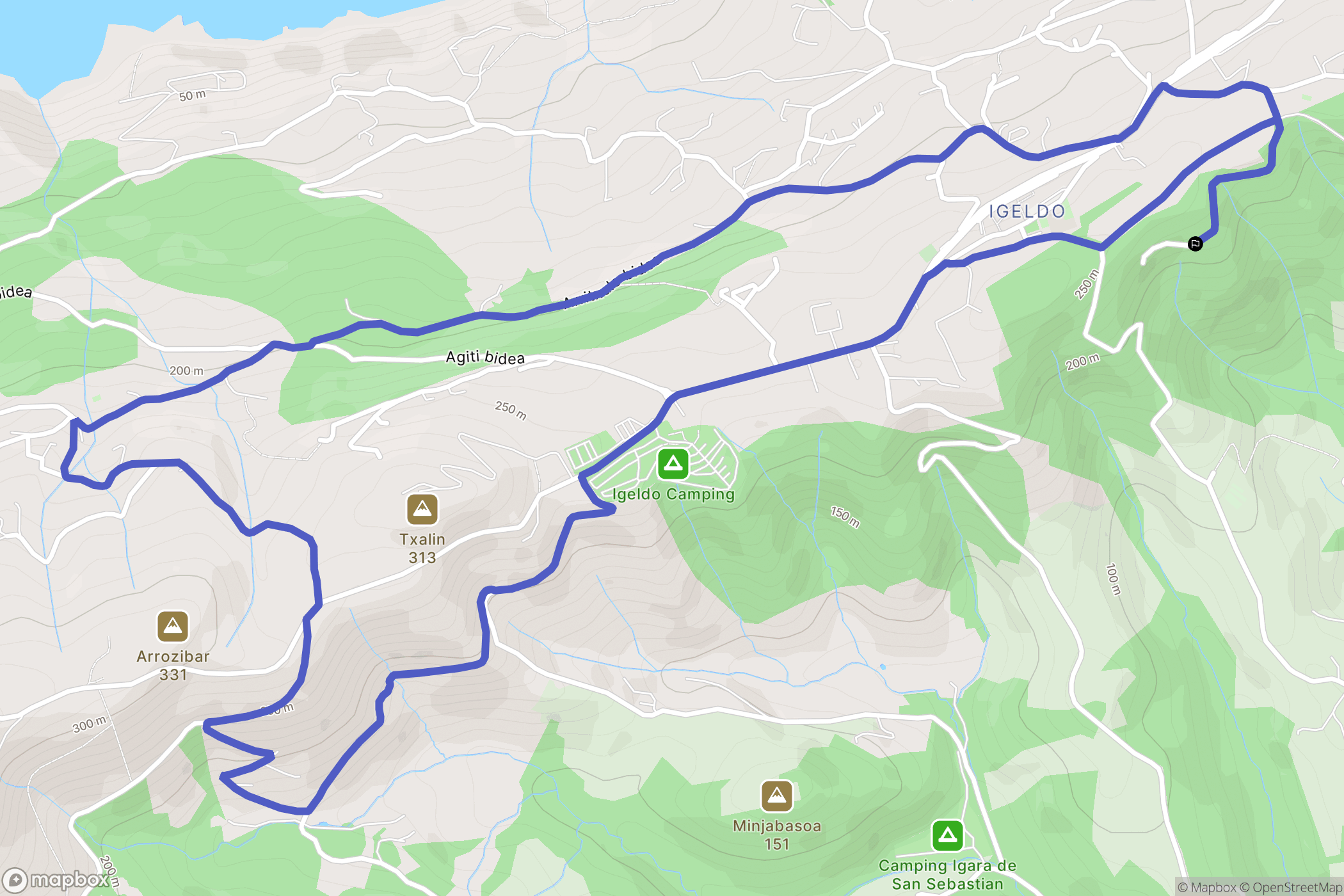 Donostia : carte du parcours de randonnée - Spain