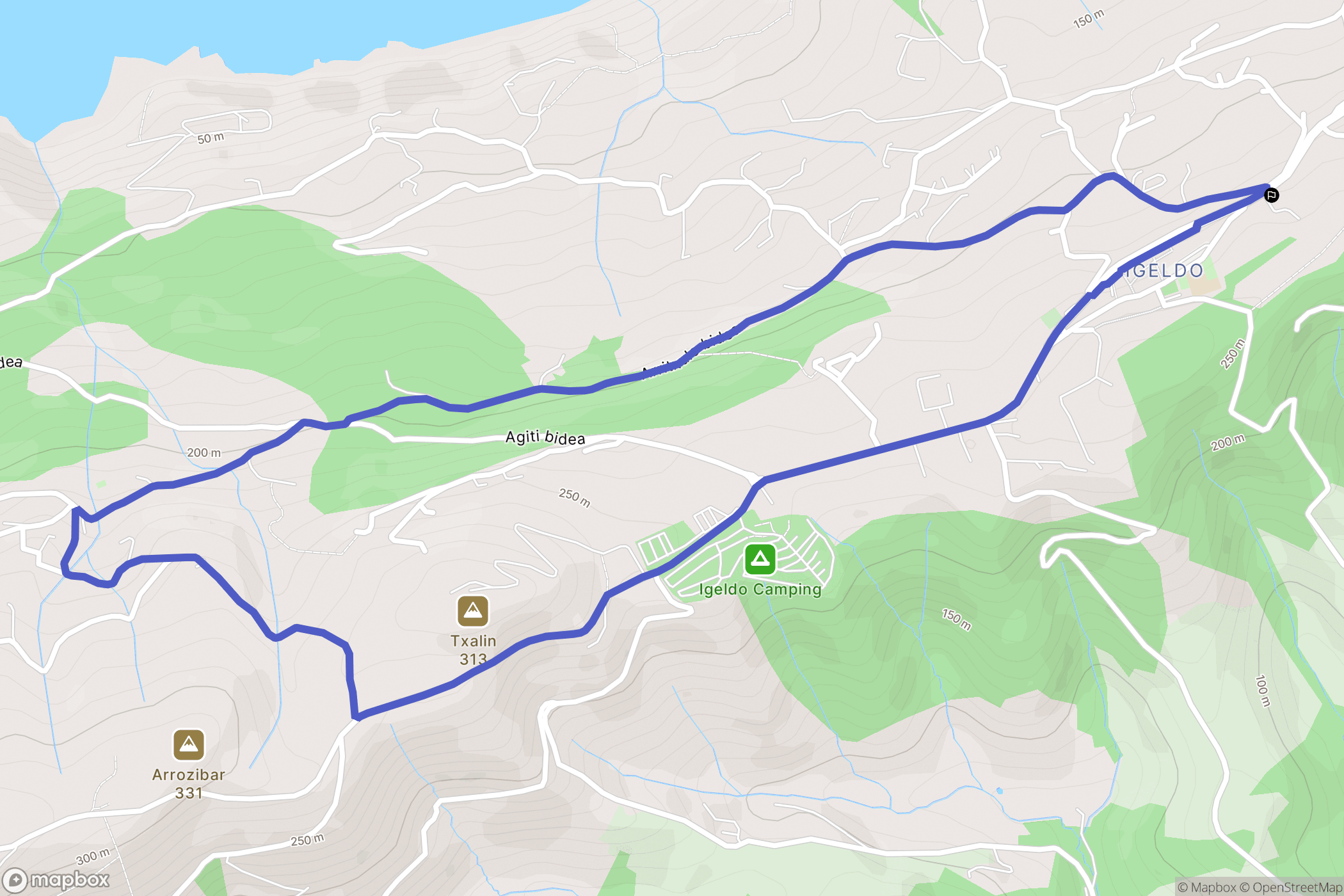 Donostia : carte du parcours de randonnée - Spain