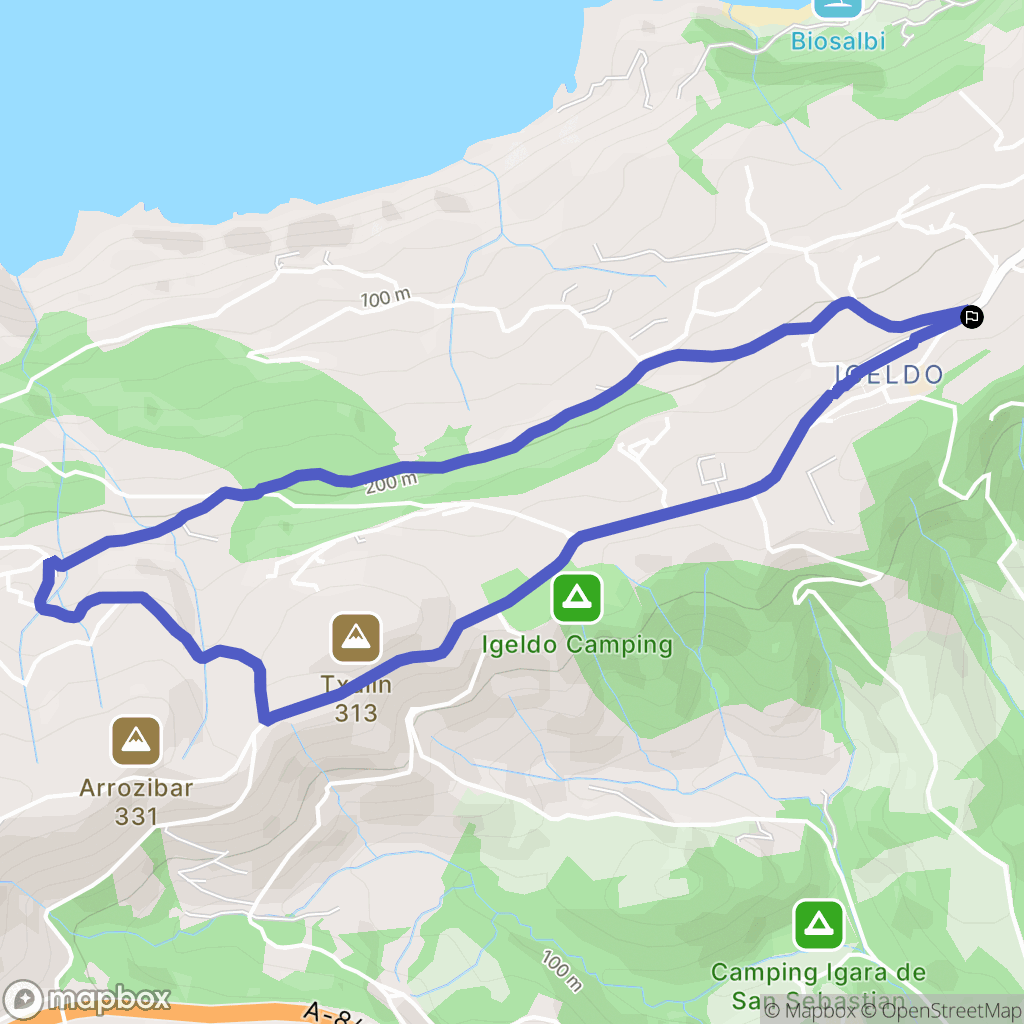 Donostia : carte du parcours de randonnée - Spain