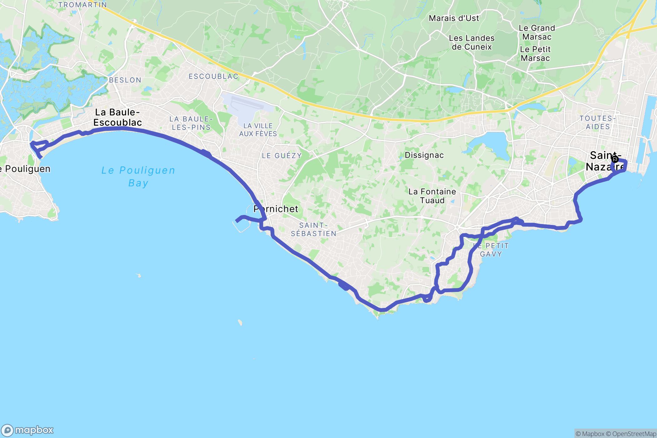 Saint-Nazaire : carte du parcours de randonnée - France