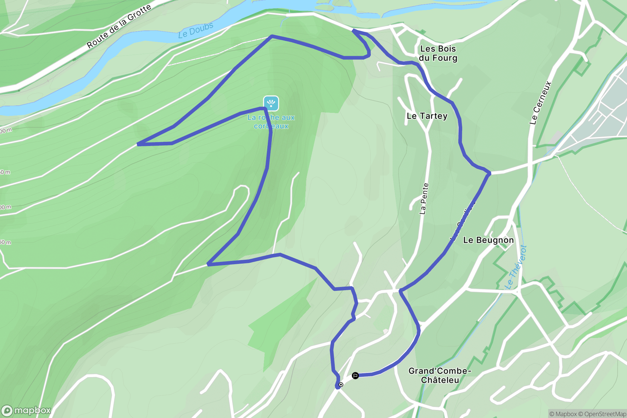 Grand'Combe-Châteleu : carte du parcours de randonnée - France