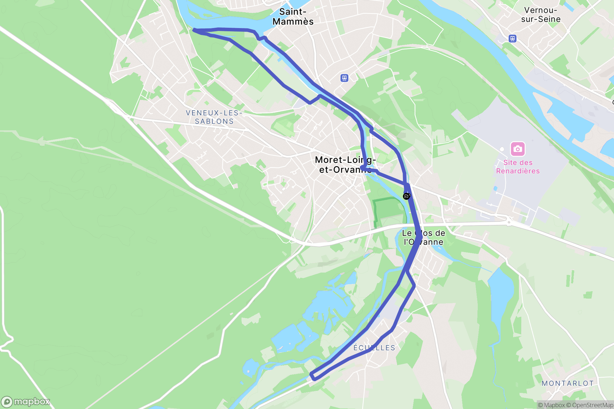 Moret-Loing-et-Orvanne : carte du parcours de randonnée - France