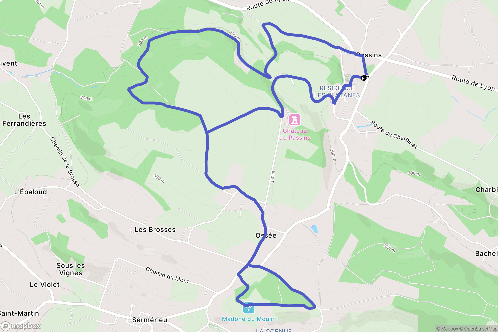 Arandon-Passins : carte du parcours de randonnée - France