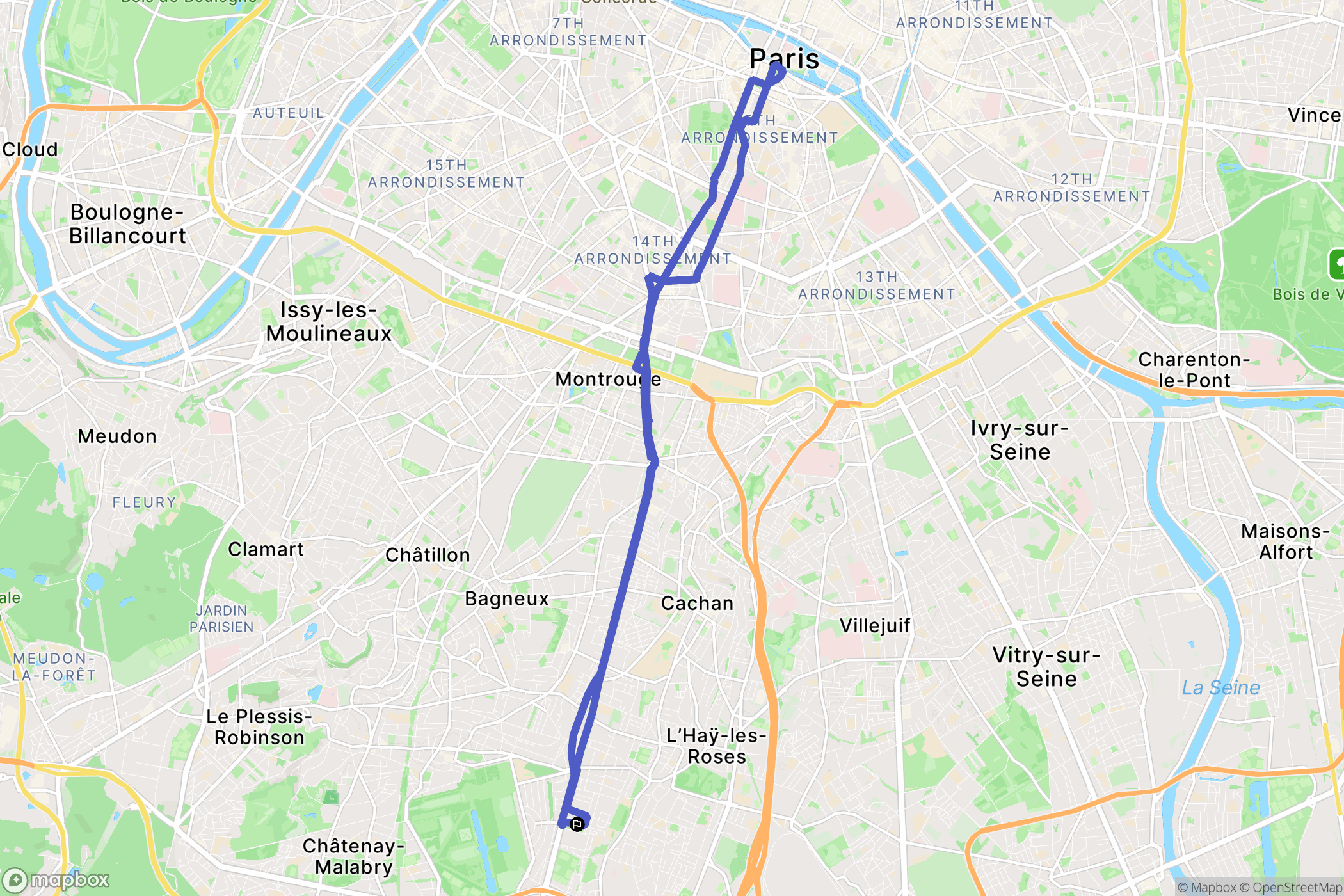 Antony : carte du parcours de randonnée - France