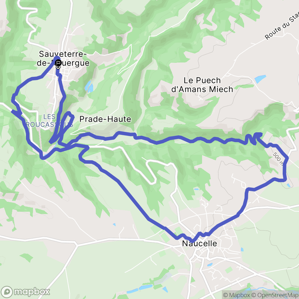 Sauveterre-de-Rouergue : carte du parcours de randonnée - France