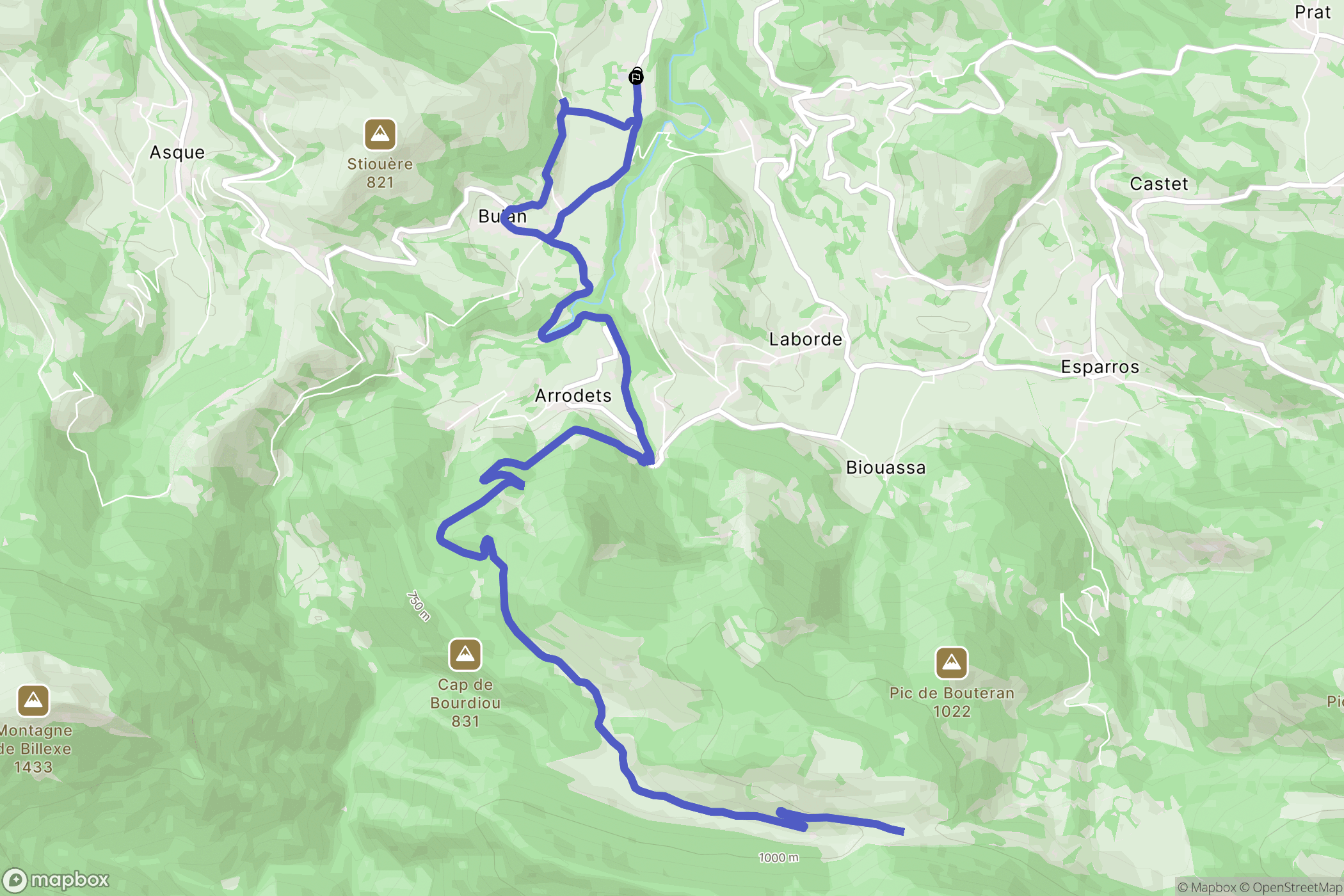 Bulan : carte du parcours de randonnée - France