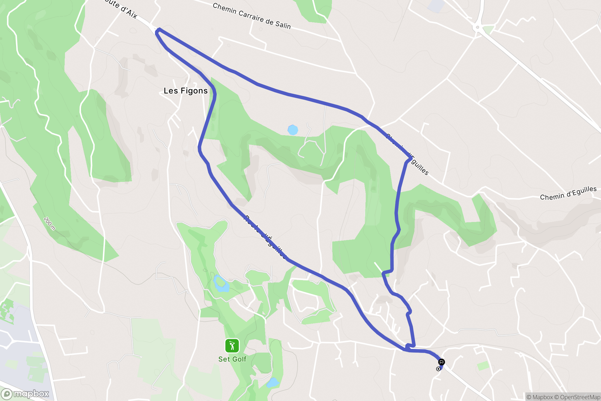 Aix-en-Provence : carte du parcours de randonnée - France
