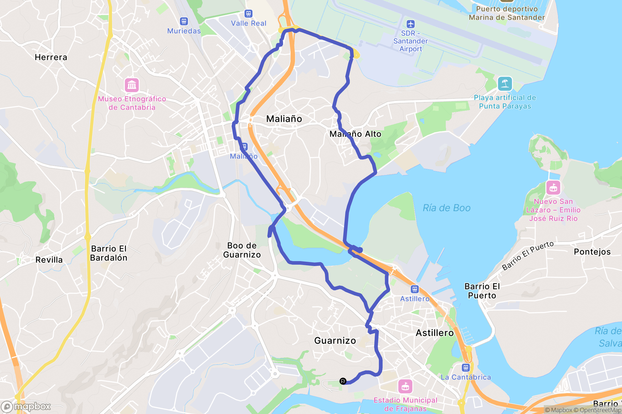 Astillero : carte du parcours de randonnée - Spain