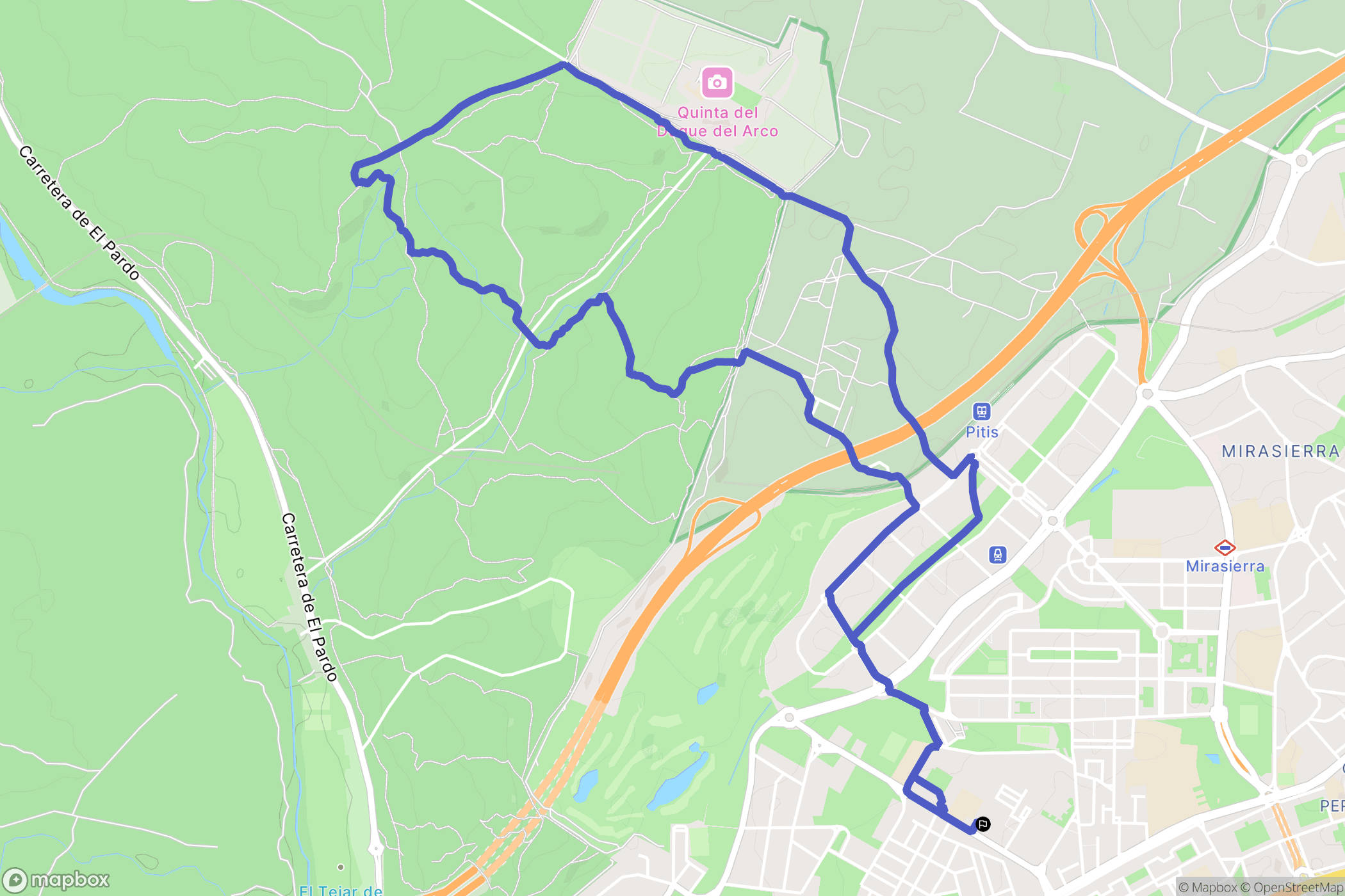 Madrid : carte du parcours de randonnée - Spain