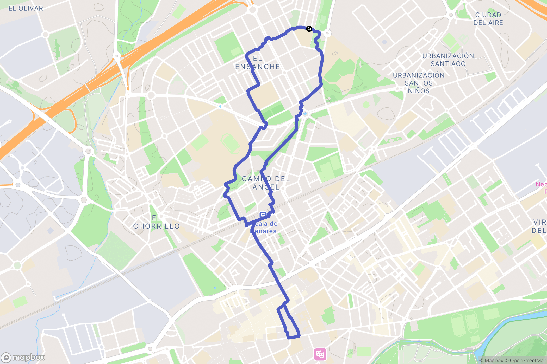 Alcalá de Henares : carte du parcours de randonnée - Spain