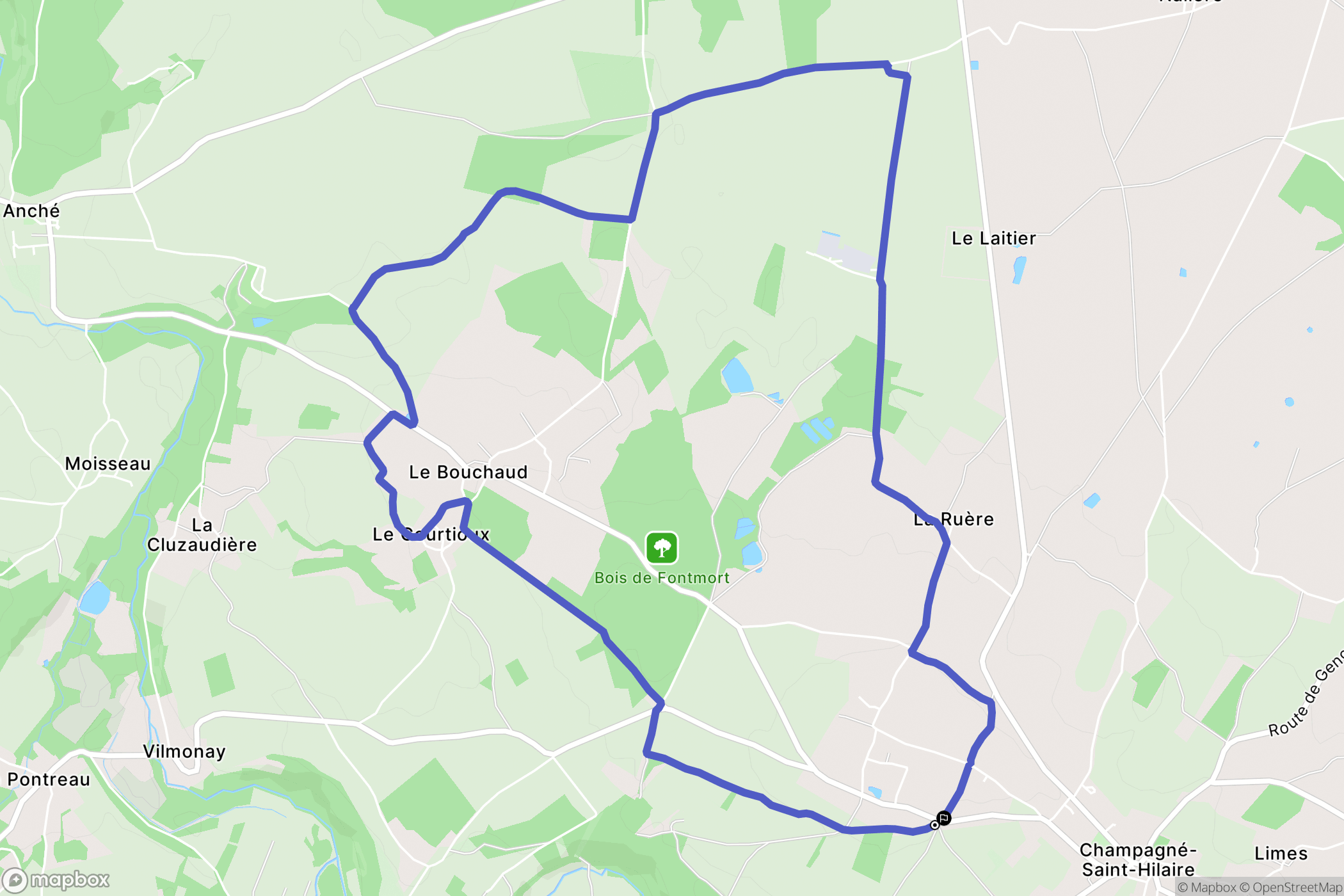 Champagné-Saint-Hilaire : carte du parcours de randonnée - France