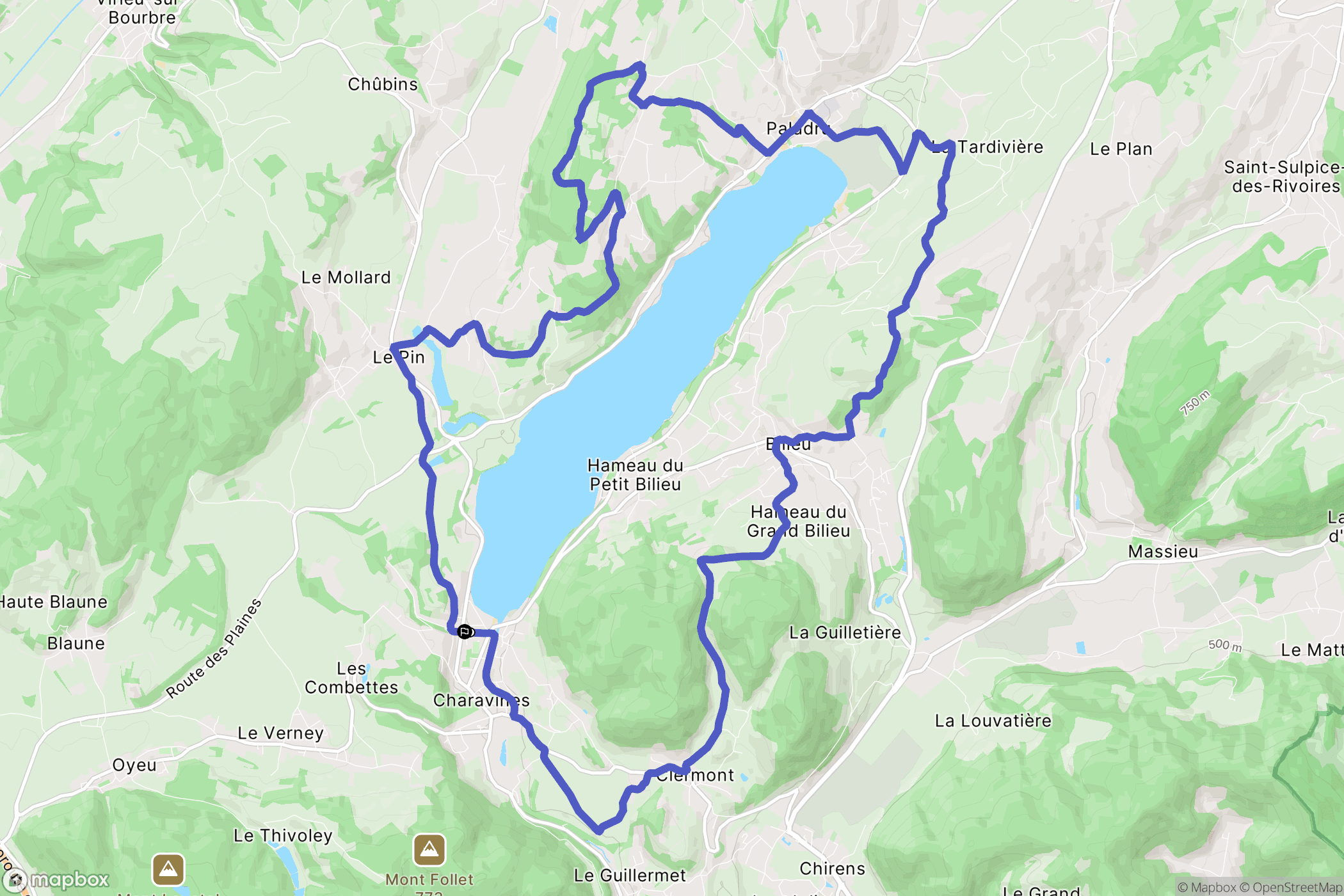 Charavines : carte du parcours de randonnée - France