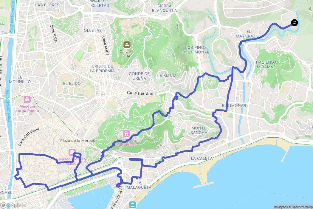 Málaga : carte du parcours de randonnée - Spain