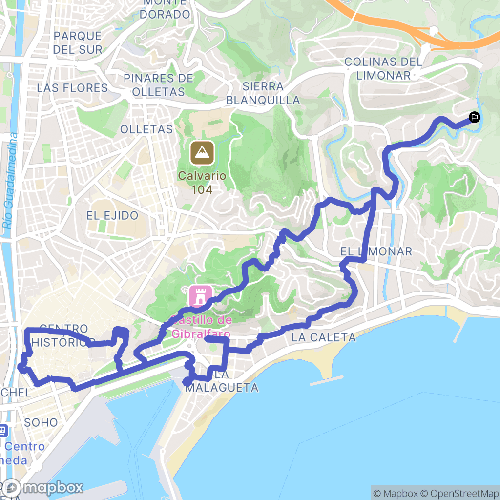 Málaga : carte du parcours de randonnée - Spain