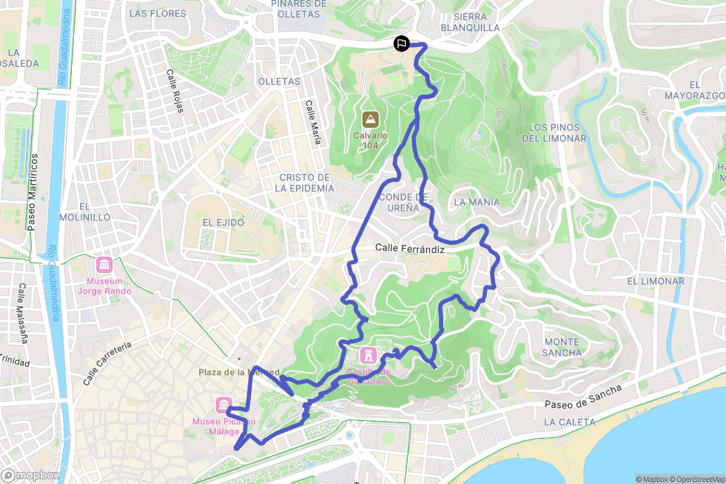 Málaga : carte du parcours de randonnée - Spain