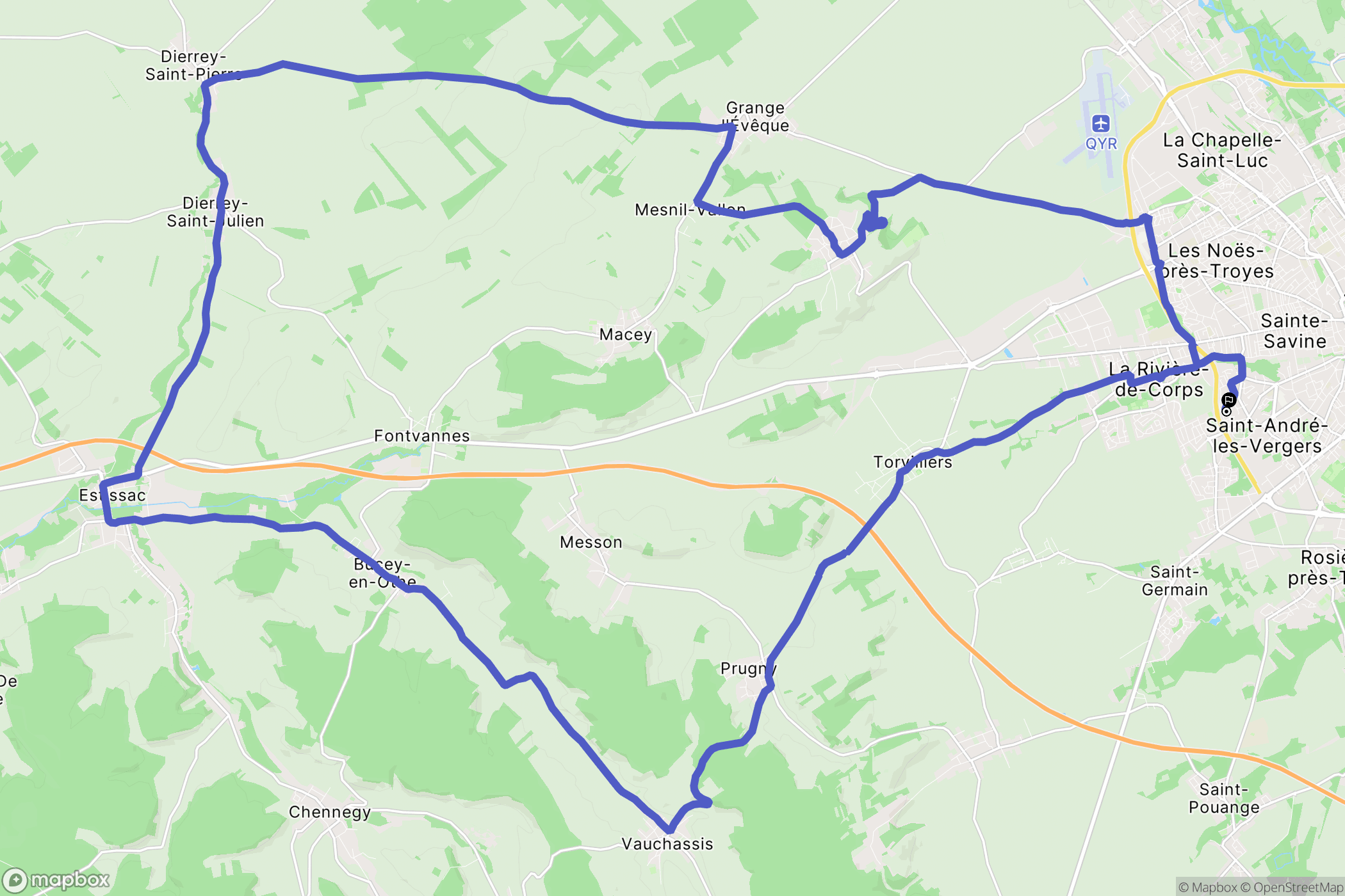 Saint-André-les-Vergers : carte du parcours de randonnée - France