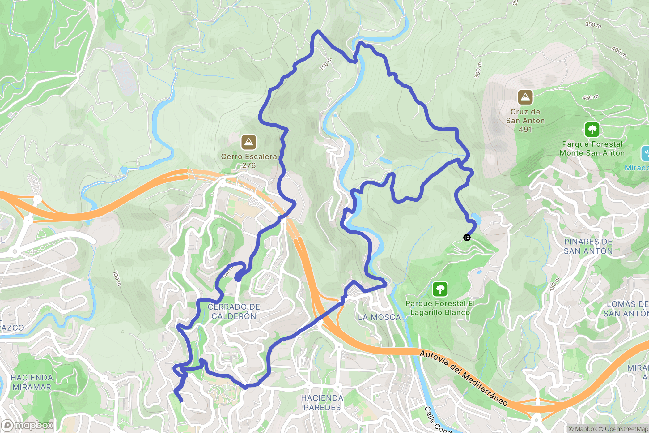 Málaga : carte du parcours de randonnée - Spain