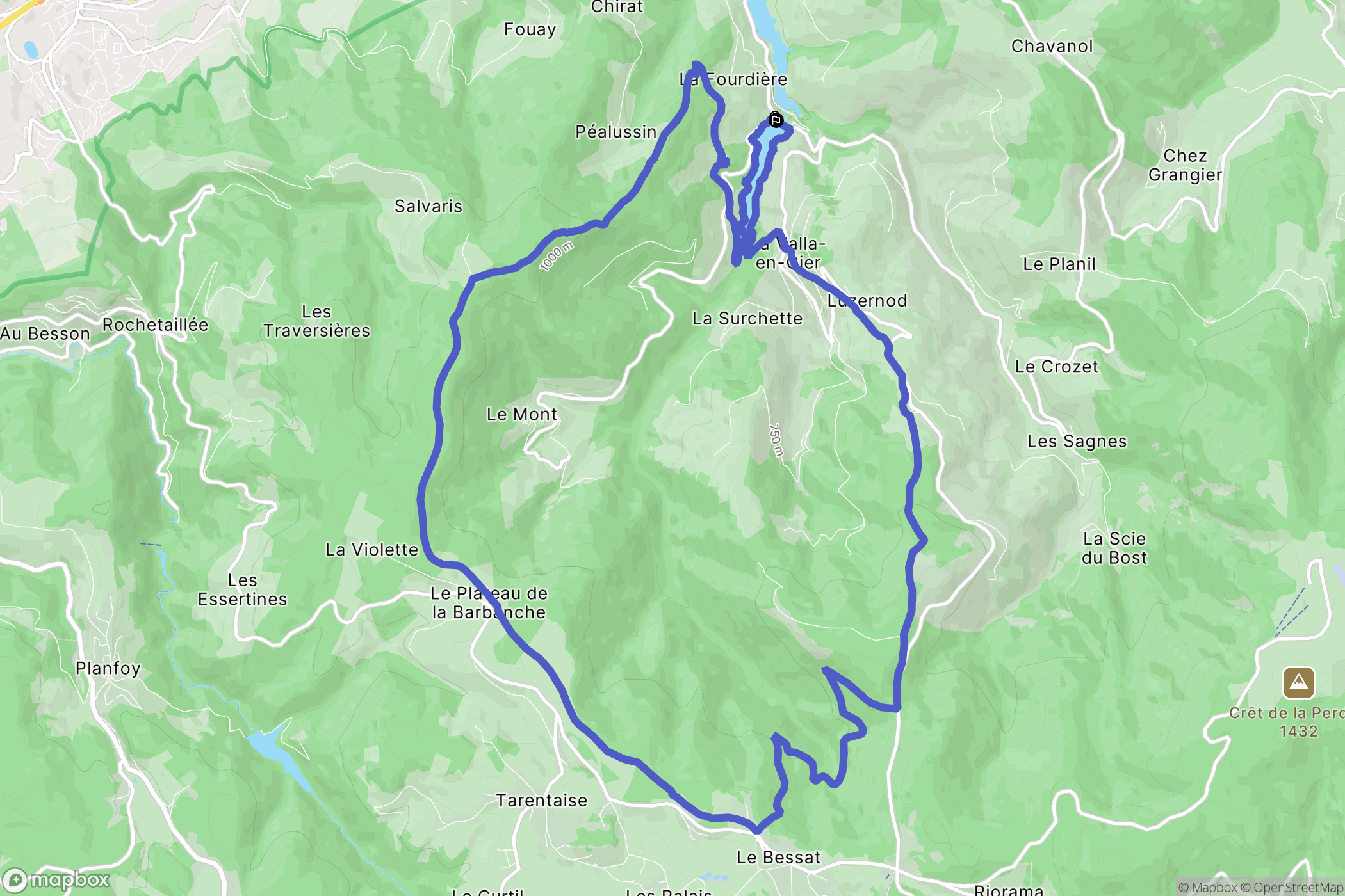 La Valla-en-Gier : carte du parcours de randonnée - France