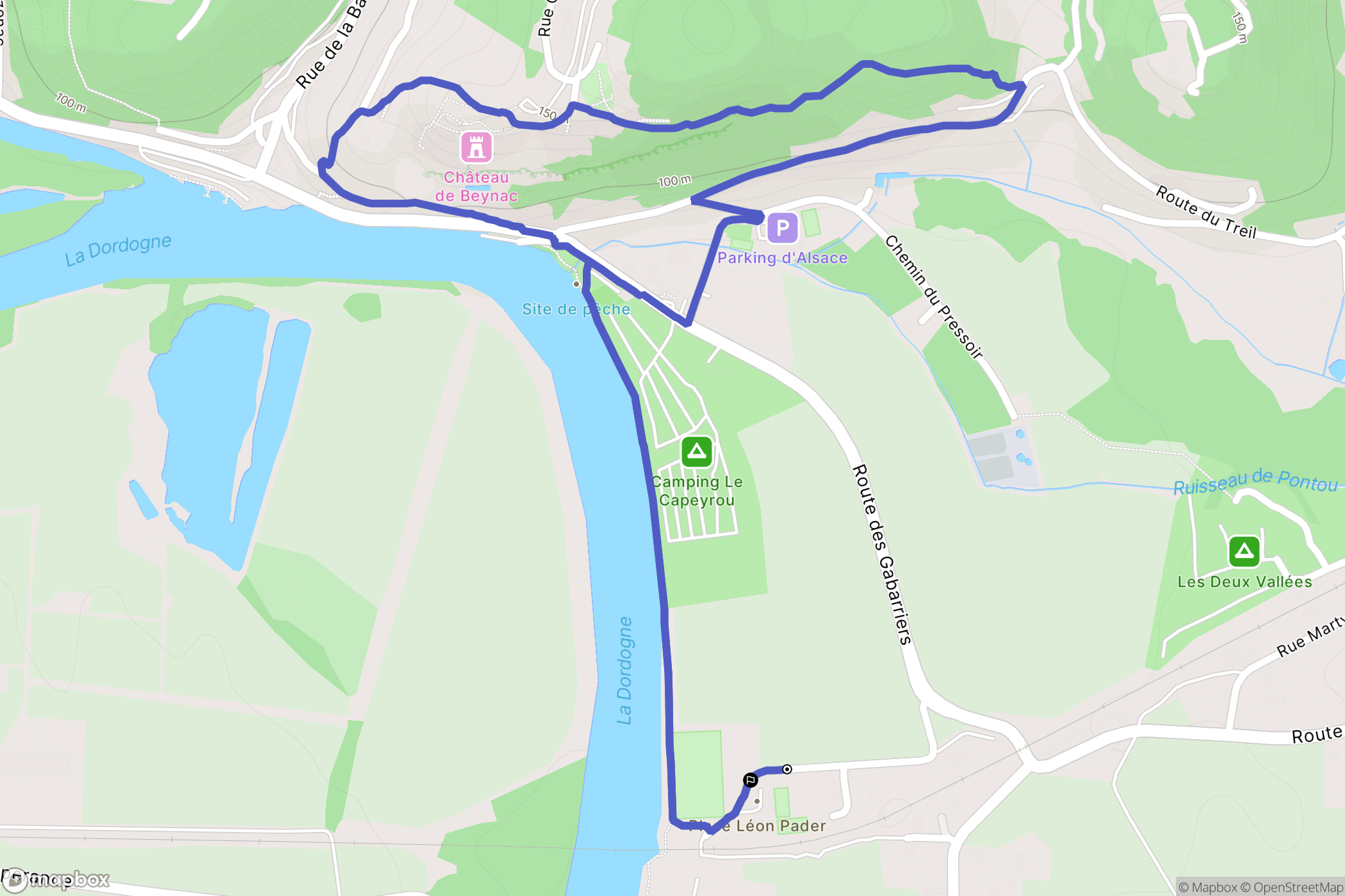 Vézac : carte du parcours de randonnée - France