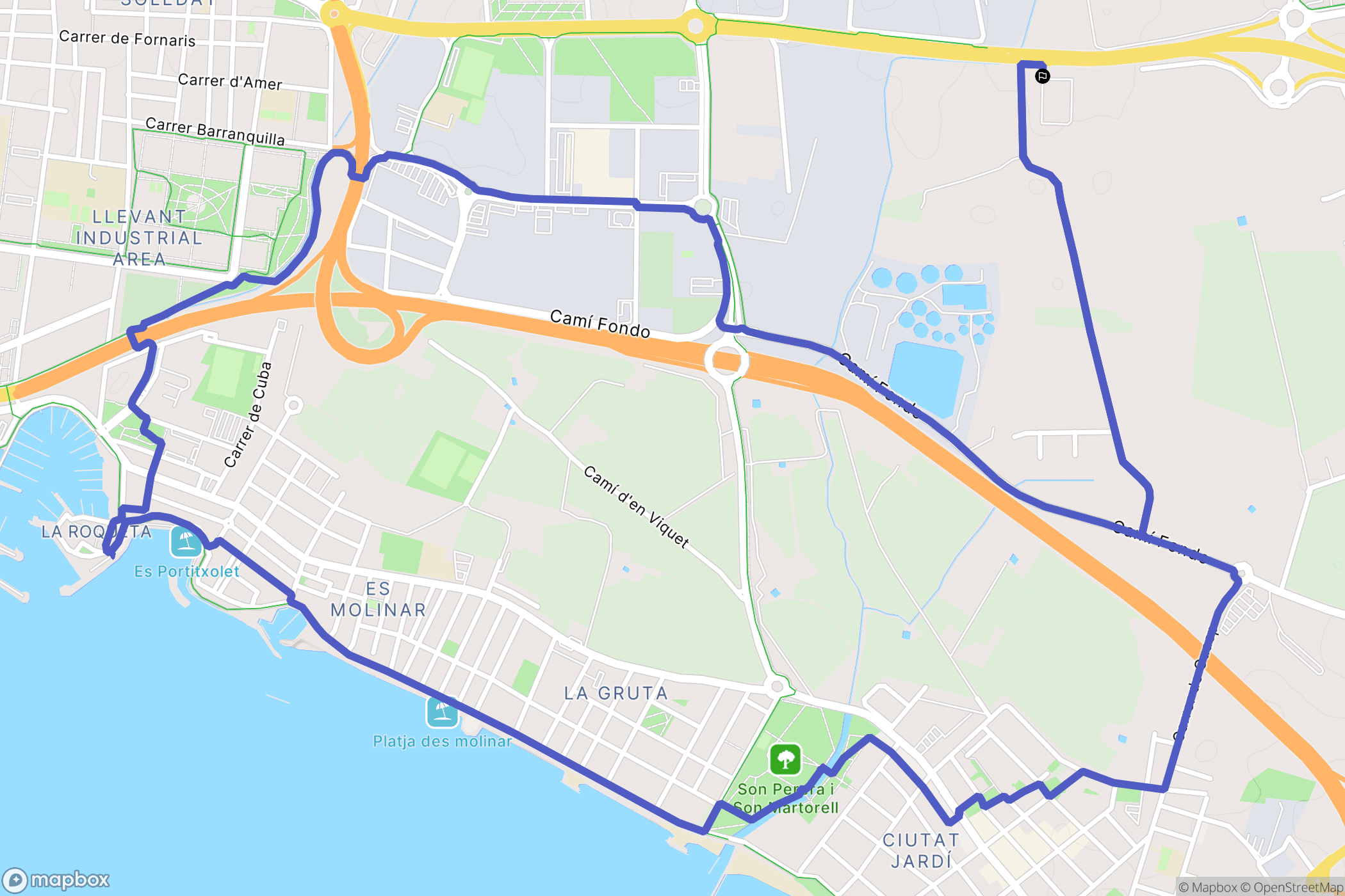 Palma : carte du parcours de randonnée - Spain