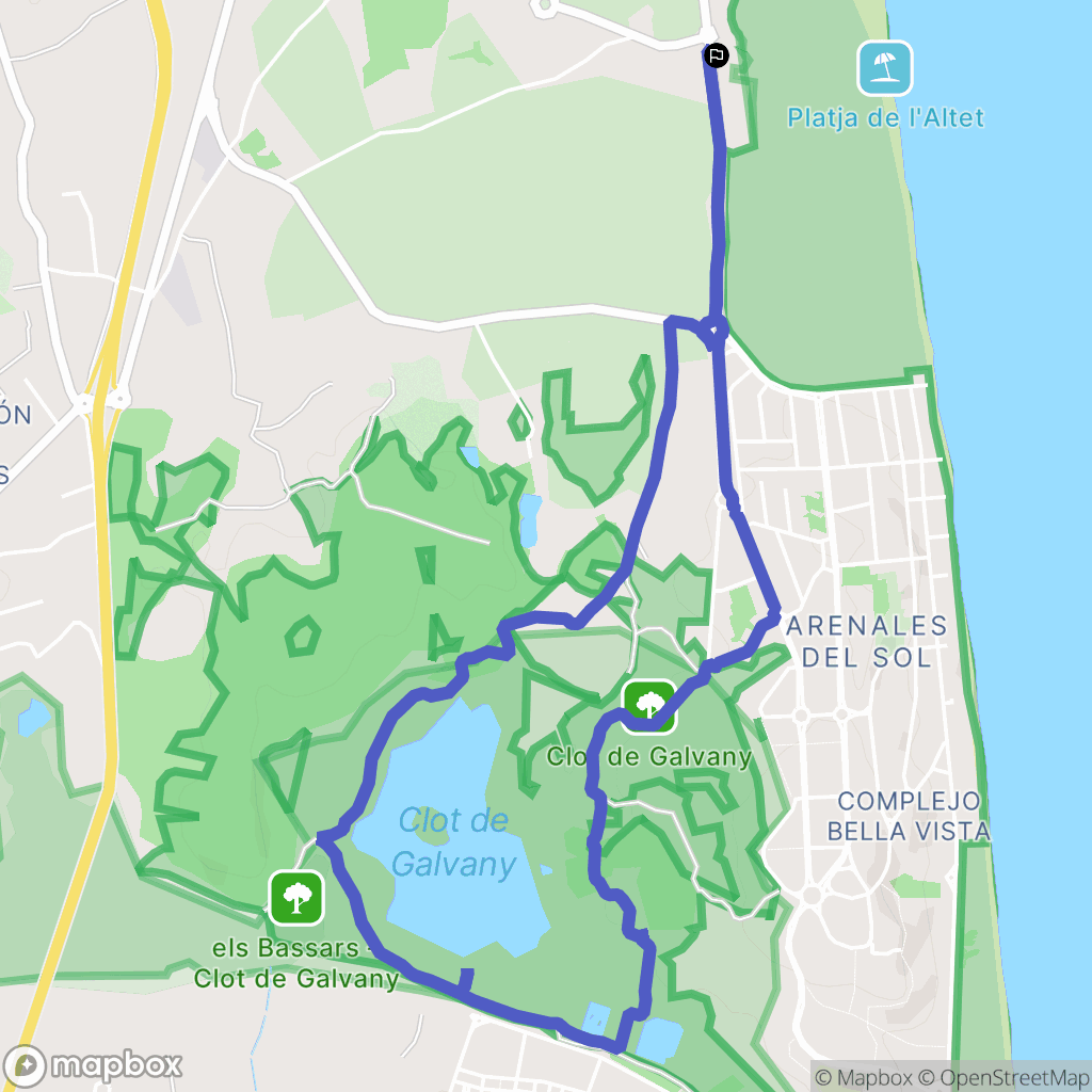 Elche : carte du parcours de randonnée - Spain
