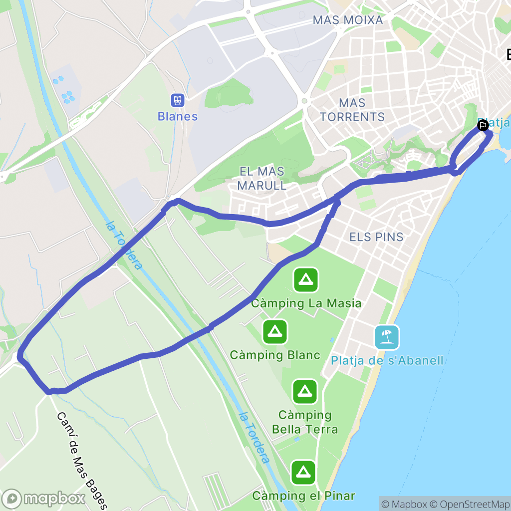 Blanes : carte du parcours de randonnée - Spain