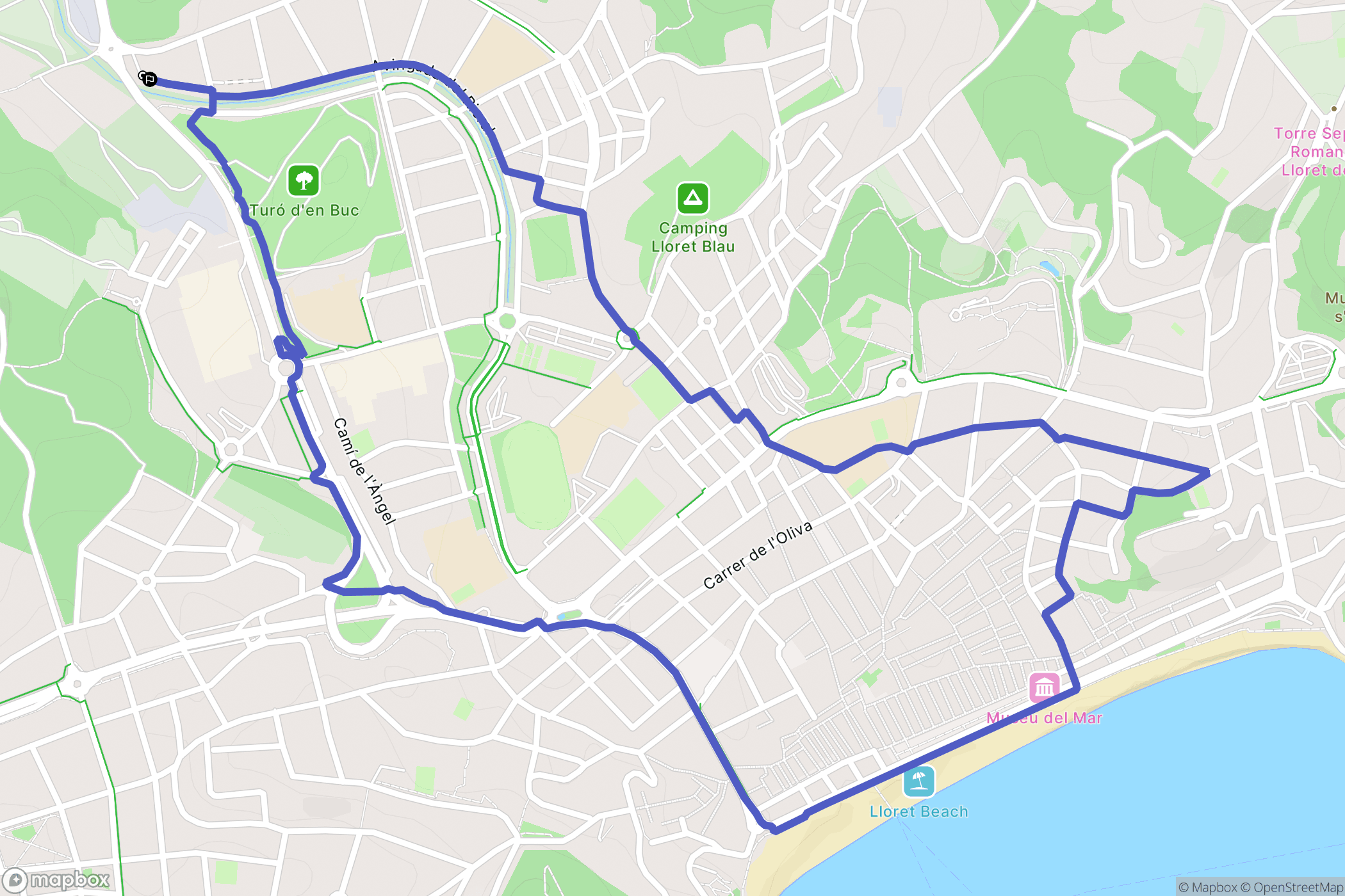 Lloret de Mar : carte du parcours de randonnée - Spain