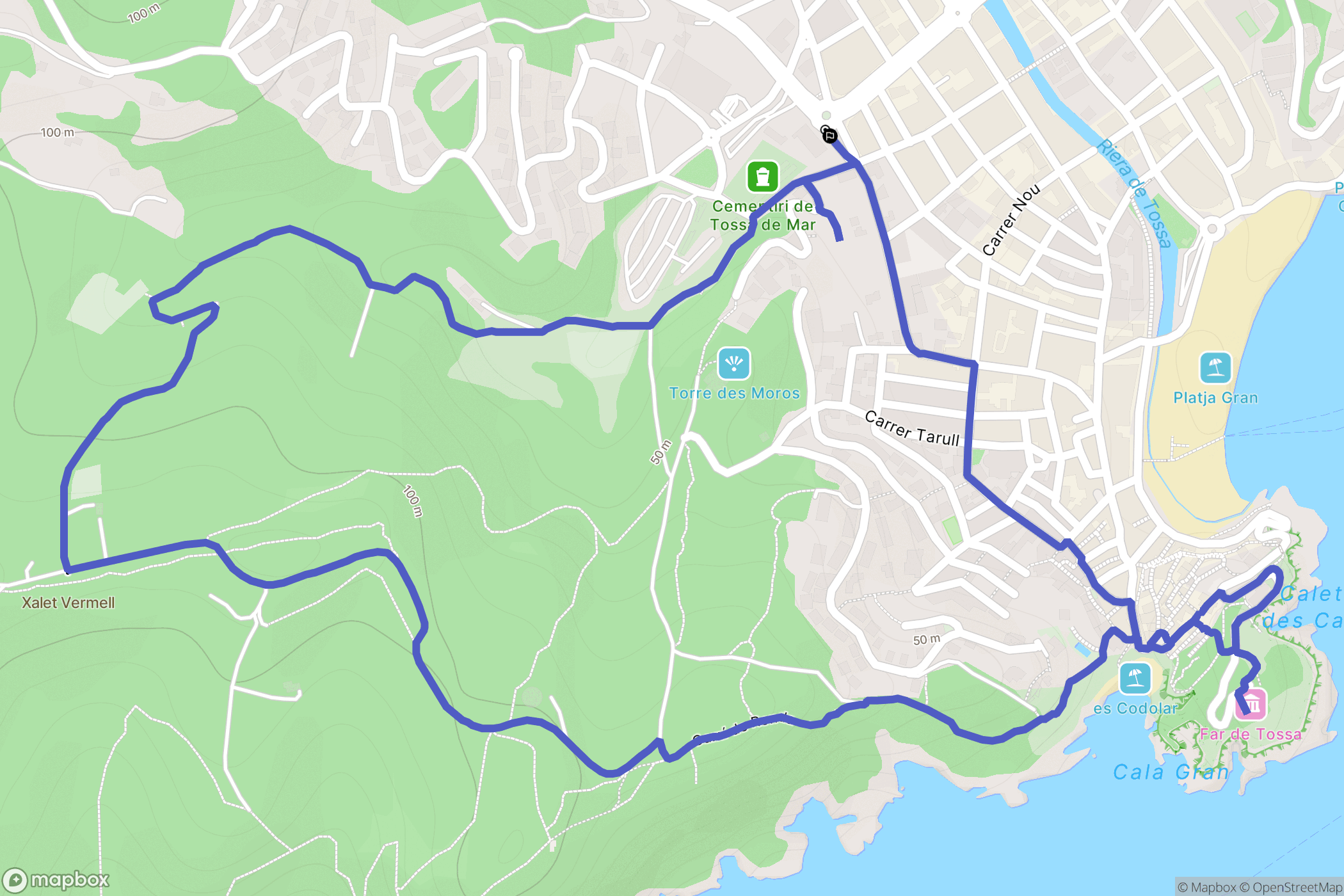 Tossa de Mar : carte du parcours de randonnée - Spain