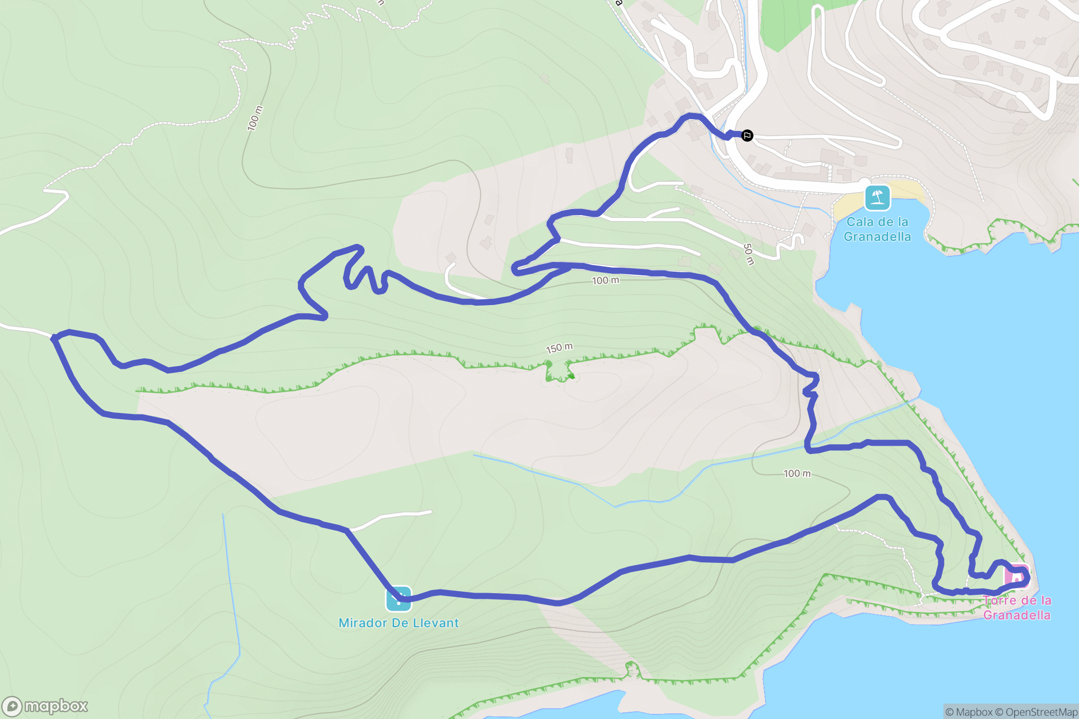 Jávea : carte du parcours de randonnée - Spain
