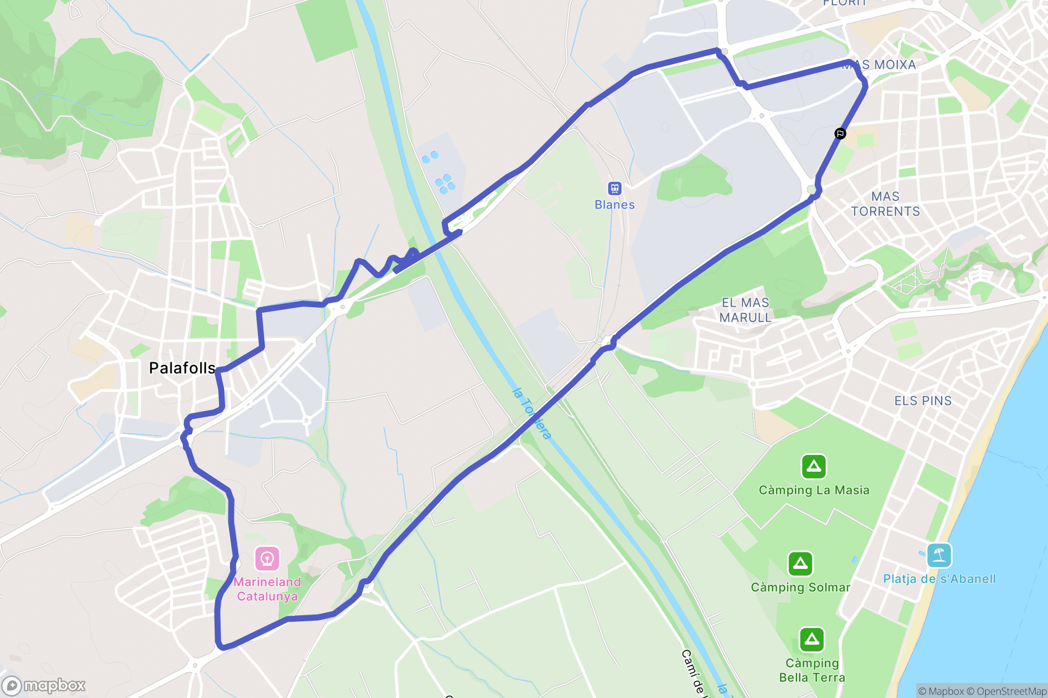 Blanes : carte du parcours de randonnée - Spain