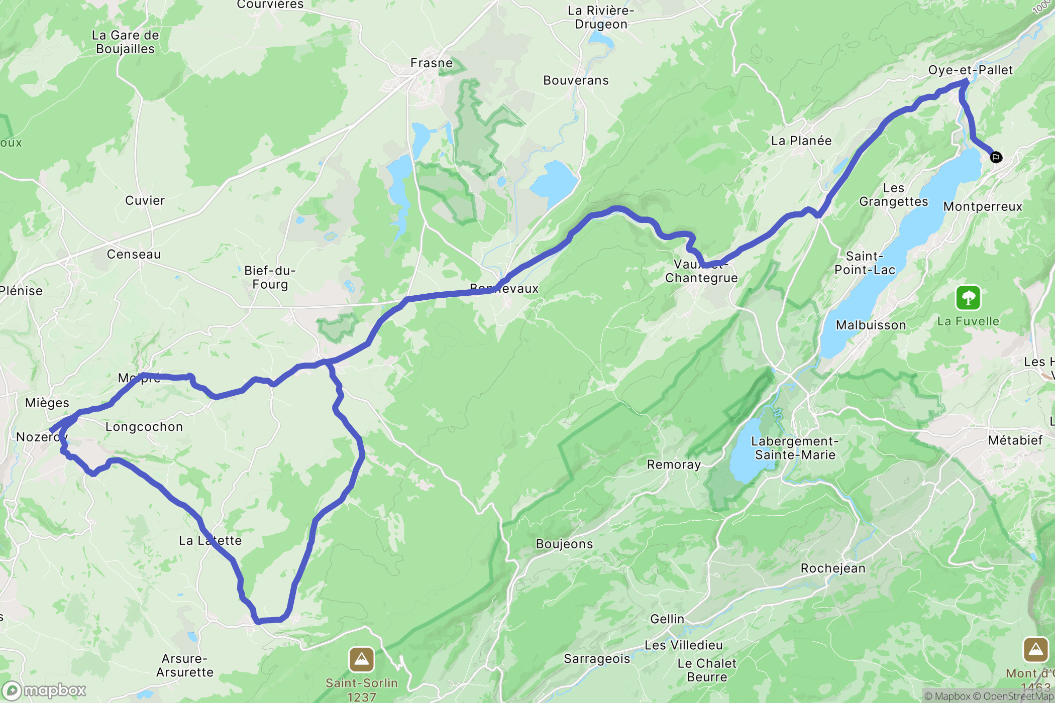 Montperreux : carte du parcours de randonnée - France