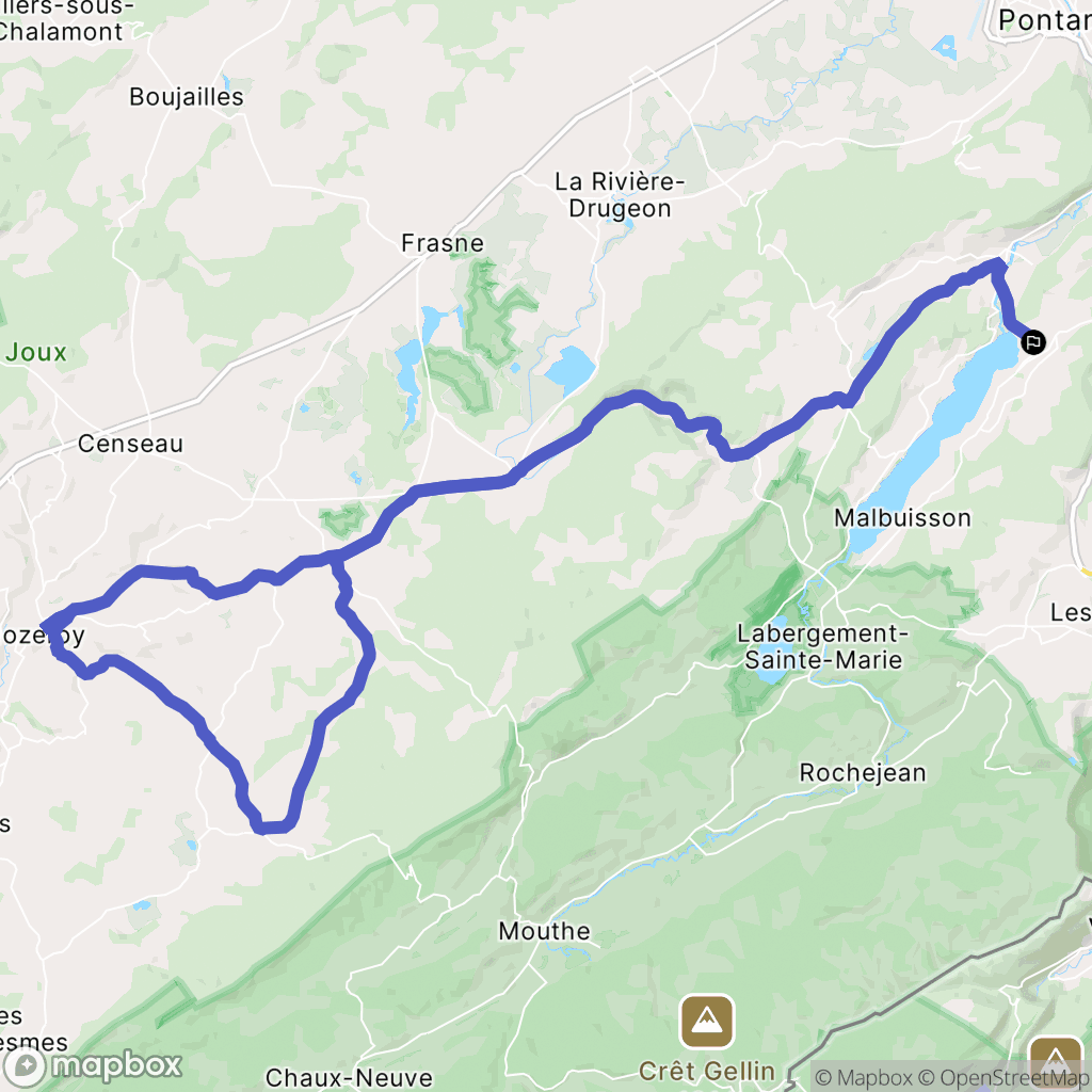 Montperreux : carte du parcours de randonnée - France