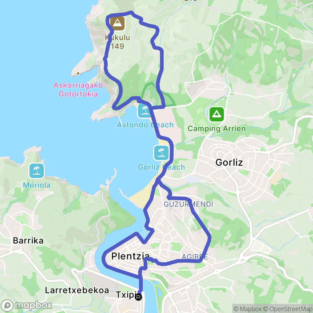 Txipio : carte du parcours de randonnée - Spain