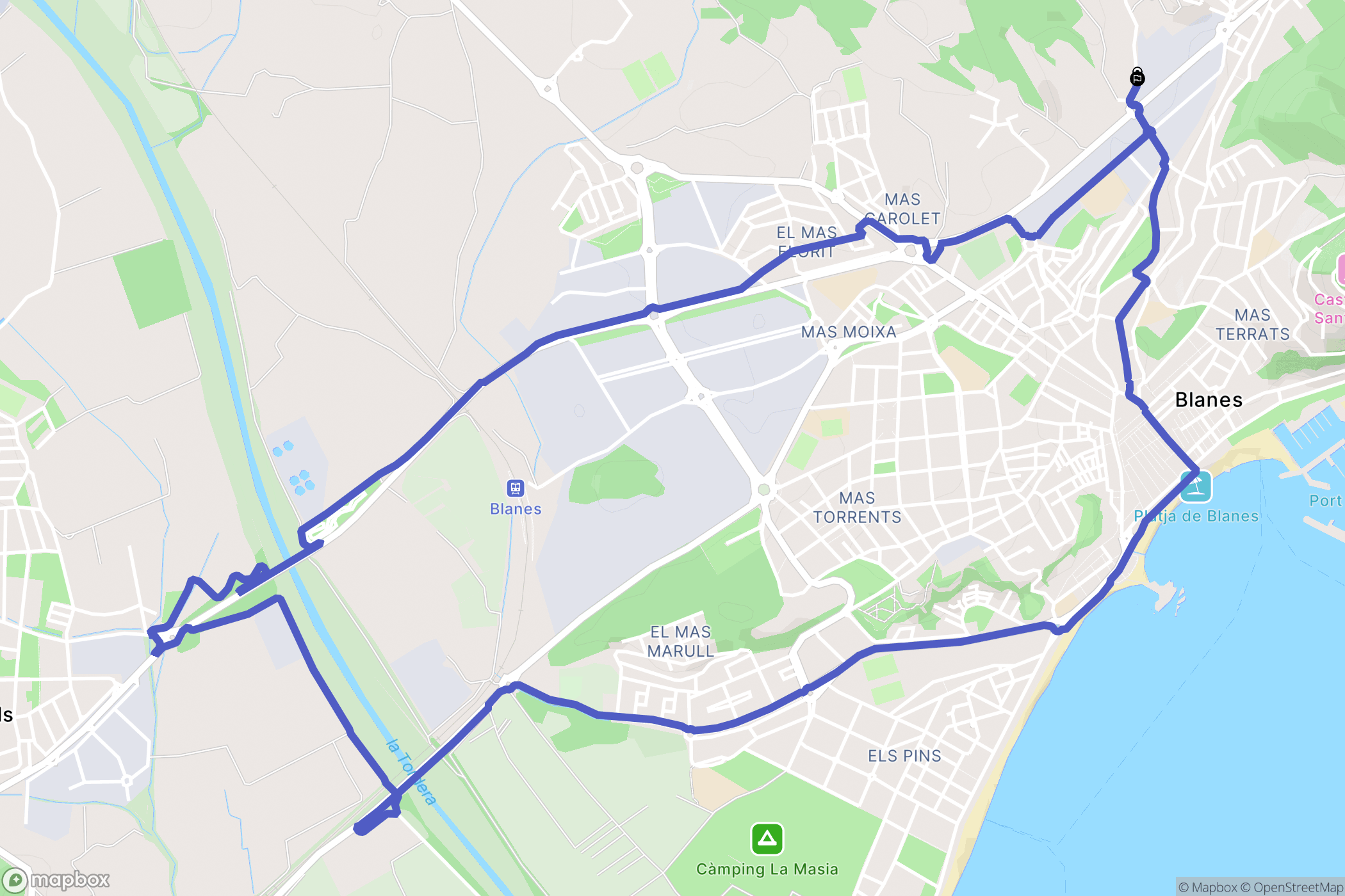 Blanes : carte du parcours de randonnée - Spain