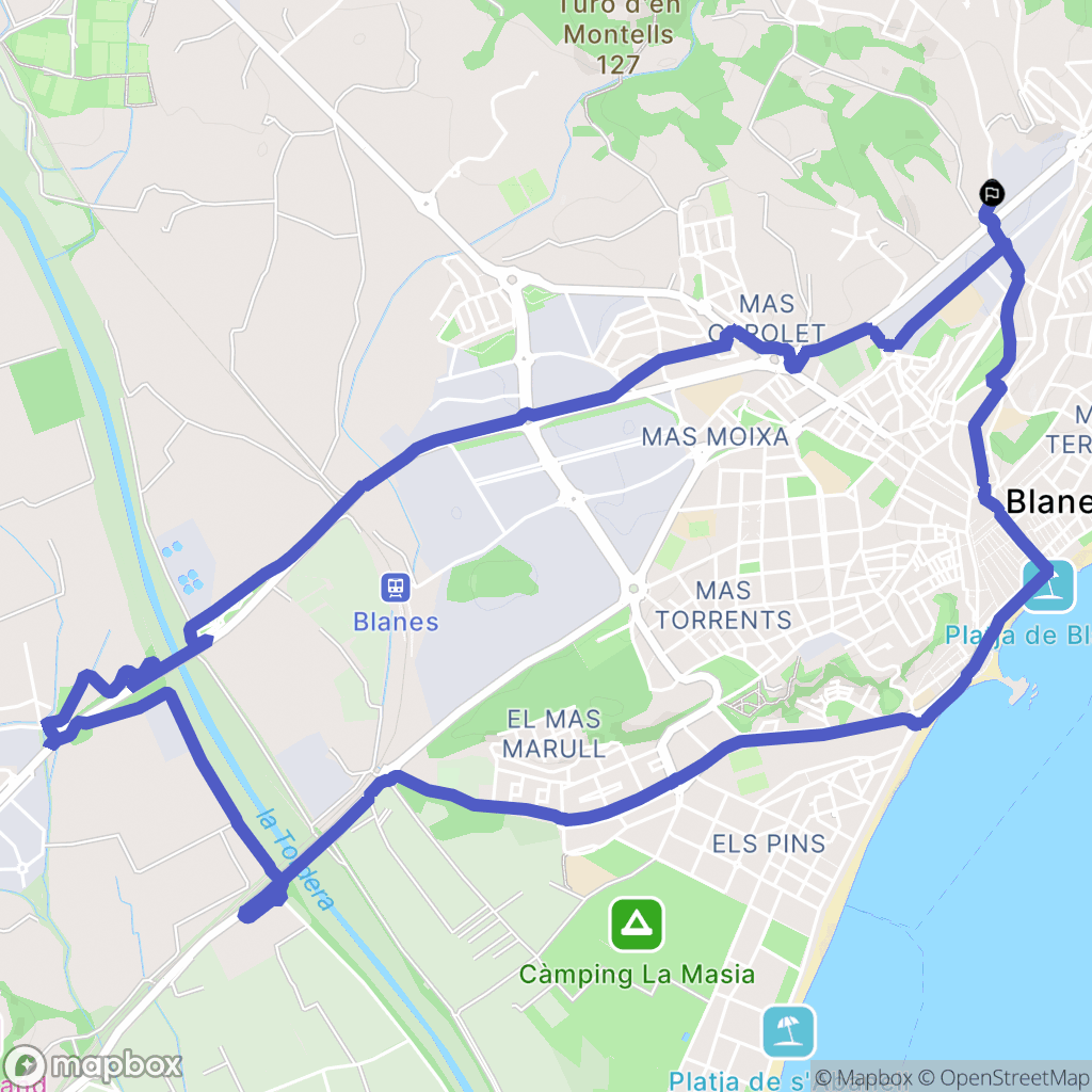 Blanes : carte du parcours de randonnée - Spain