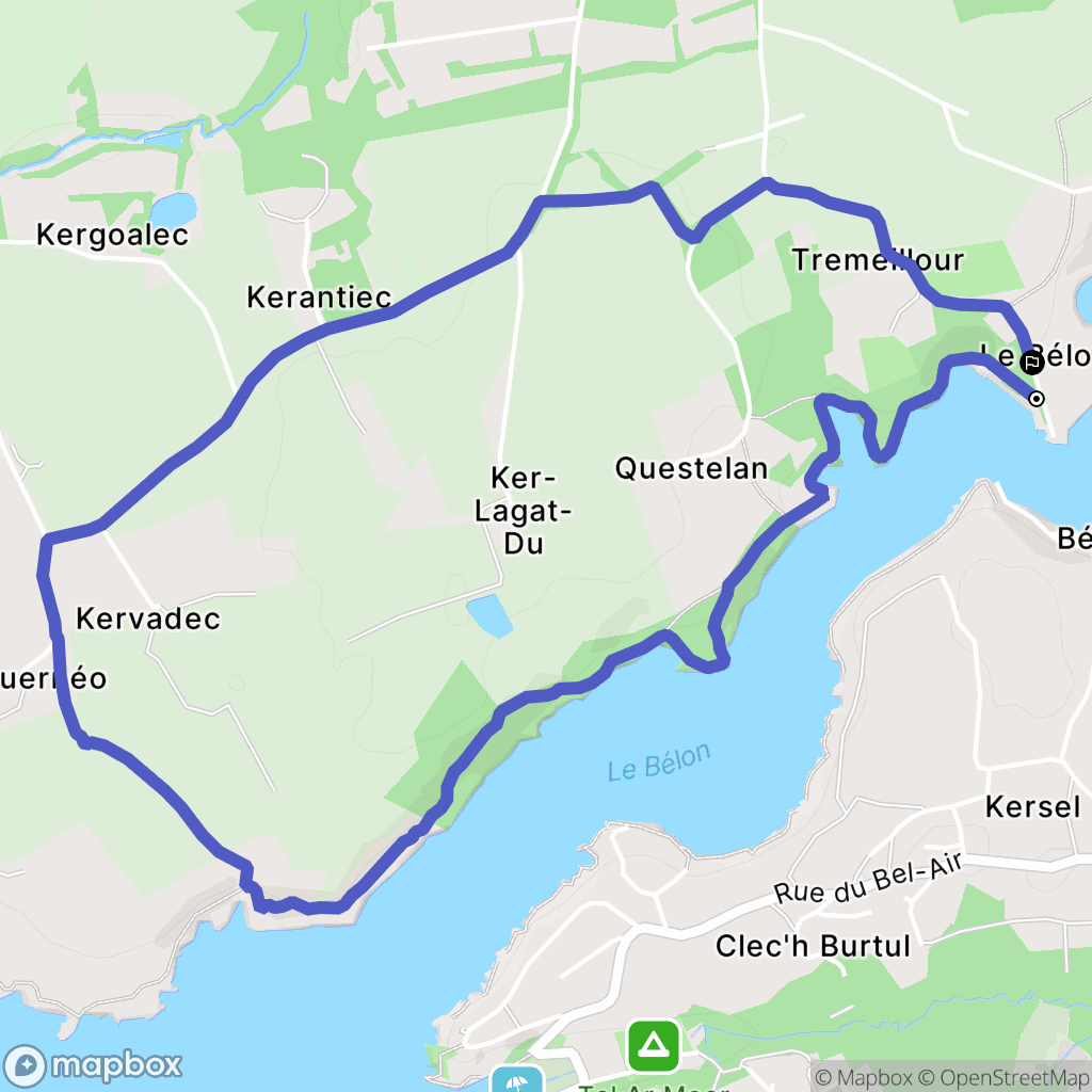 Riec-sur-Bélon : carte du parcours de randonnée - France