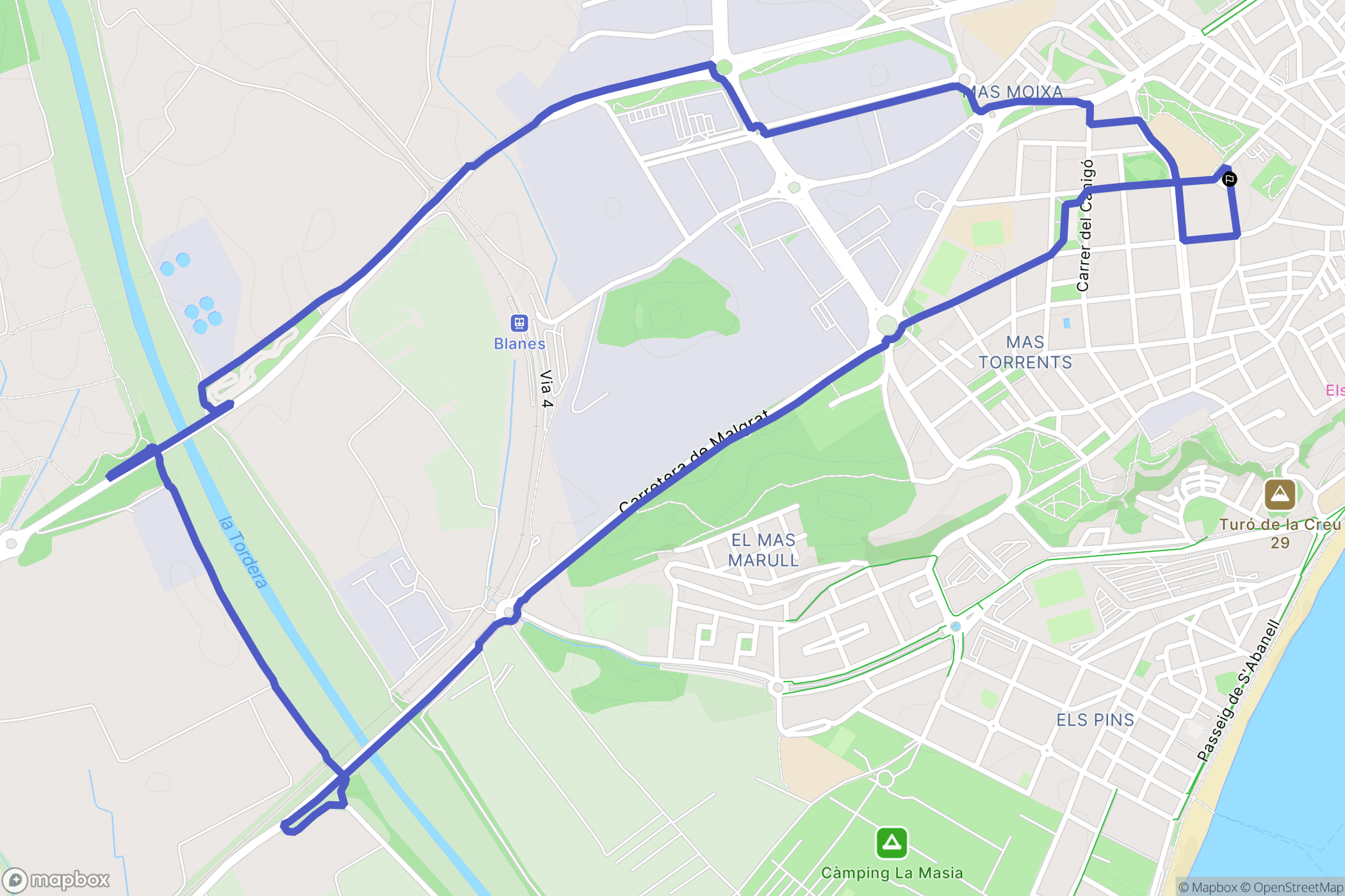 Blanes : carte du parcours de randonnée - Spain