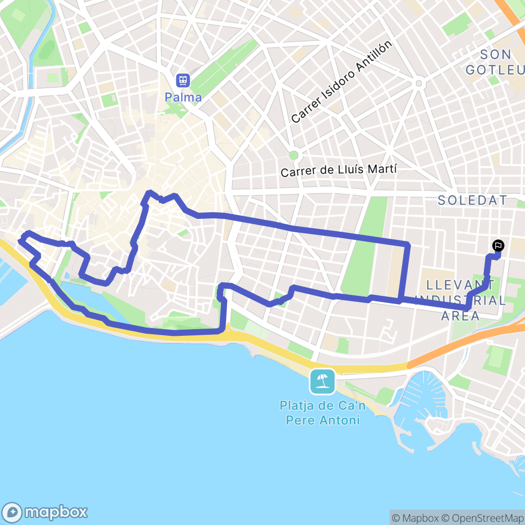 Palma : carte du parcours de randonnée - Spain
