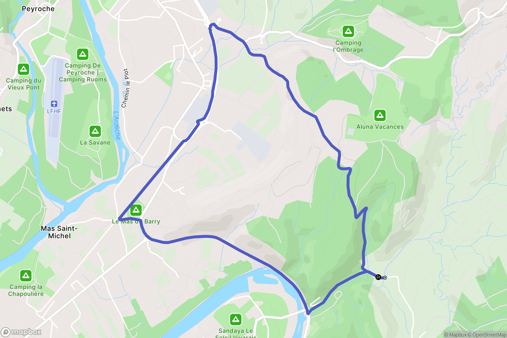 Vallon-Pont-d'Arc : carte du parcours de randonnée - France