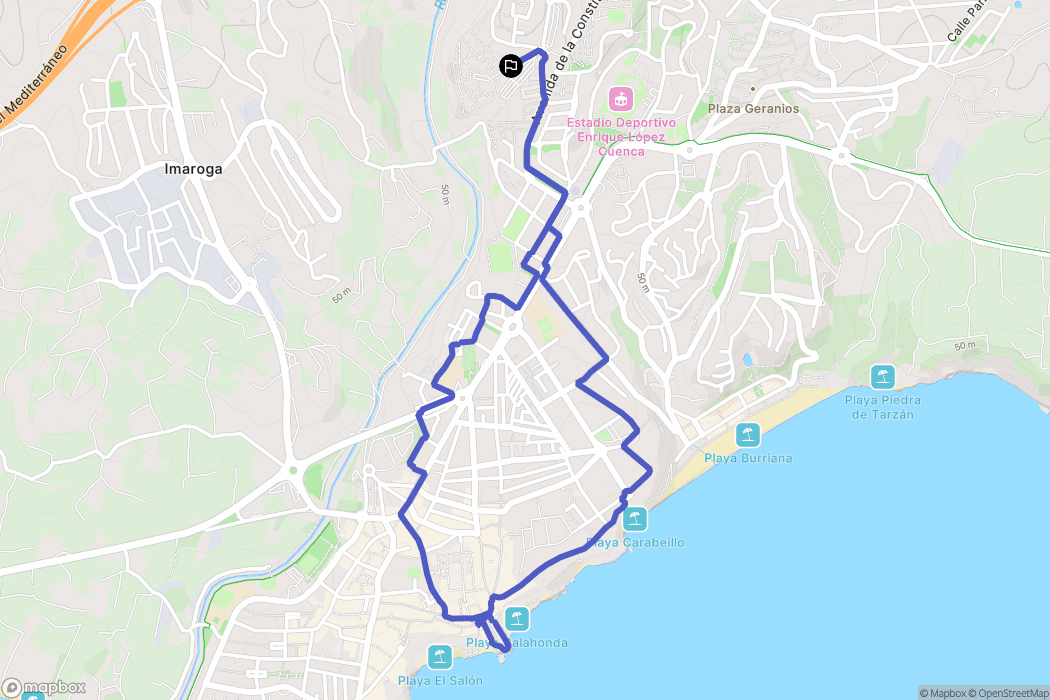 Nerja : carte du parcours de randonnée - Spain