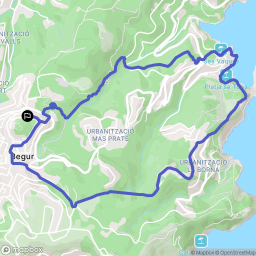 Begur : carte du parcours de randonnée - Spain